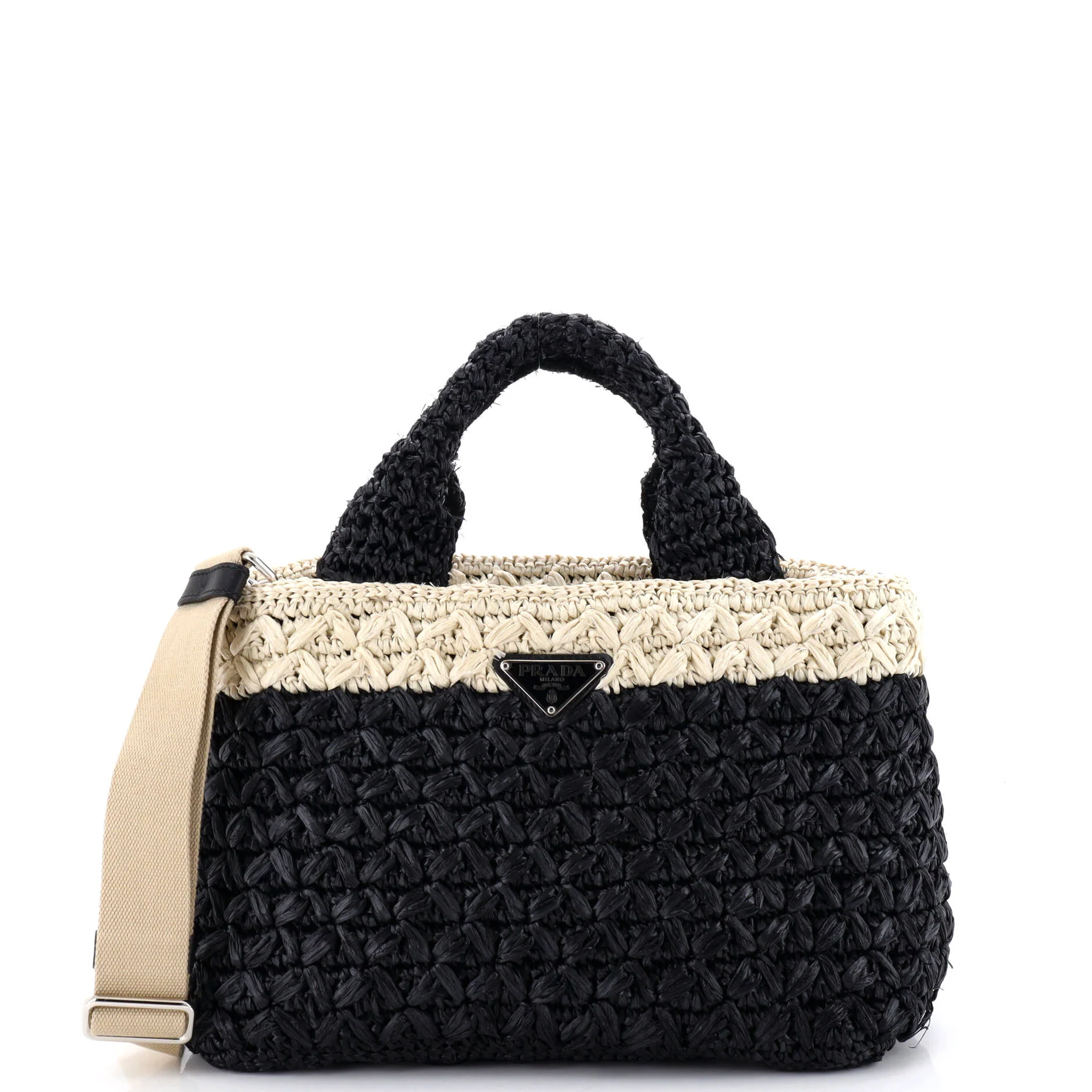 Convertible Open Tote Woven Raffia Small