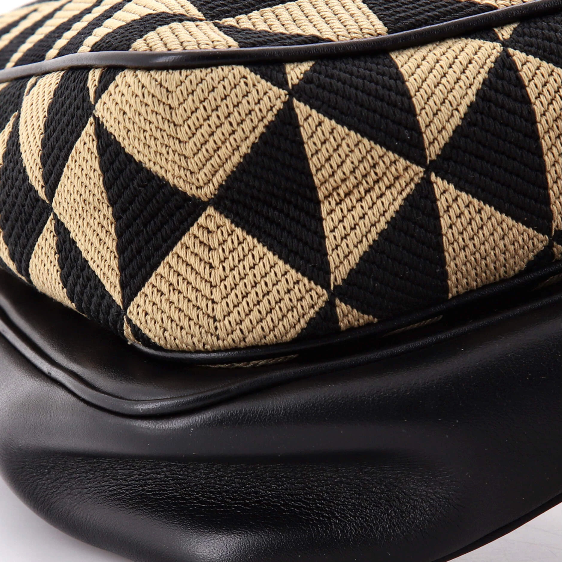 Double Symbole Triangle Bag Leather and Jacquard Mini - Image 6