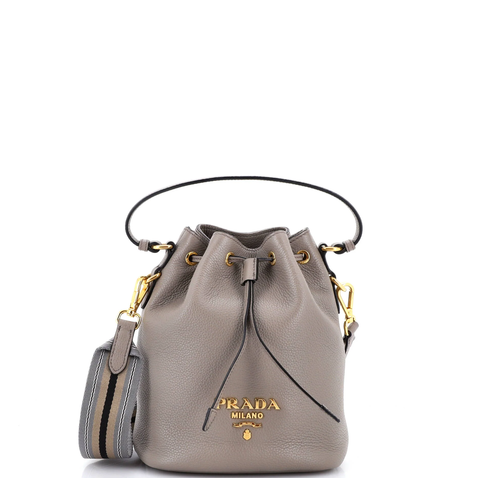 Dual Strap Top Handle Bucket Bag Vitello Daino Small