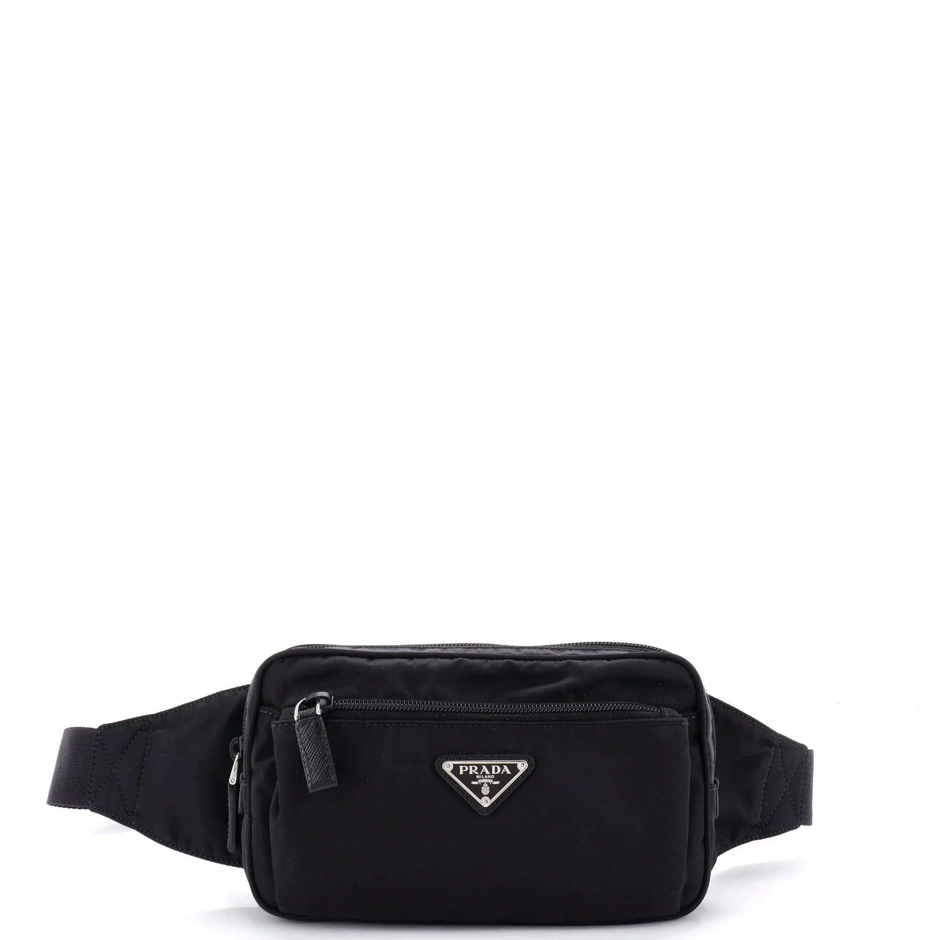Front Pocket Belt Bag Re-Nylon with Saffiano Leather