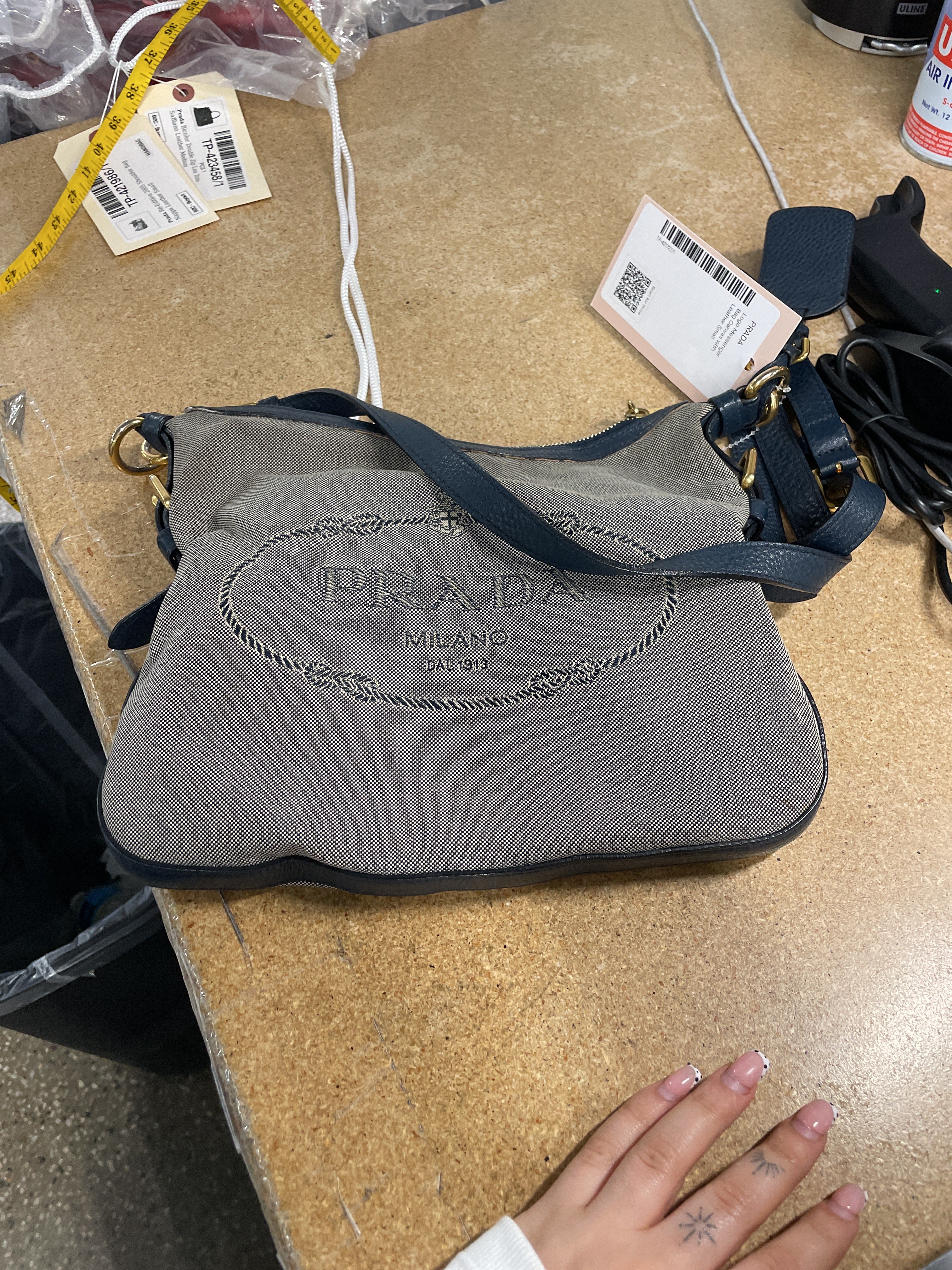 Logo Messenger Bag Canvas with Leather Small - Image 8