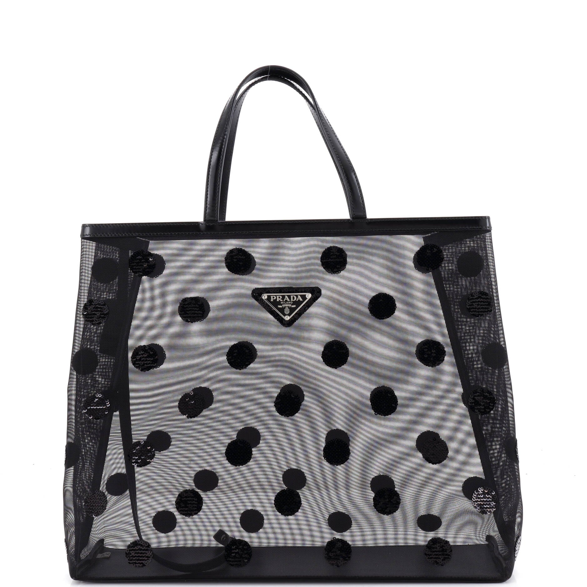 Logo Open Tote Polka Dot Sequined Mesh Large