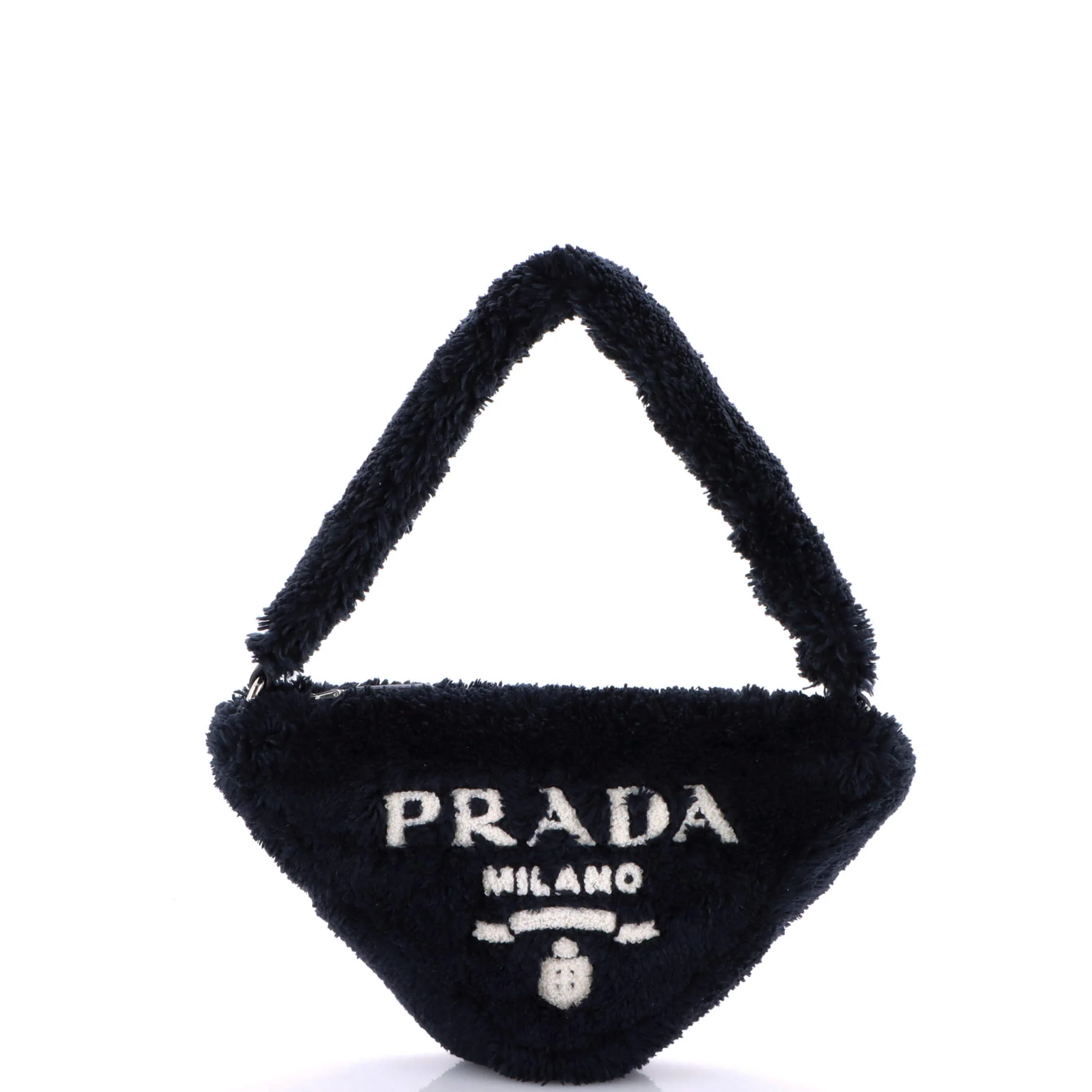 Triangle Top Handle Pouch Bag Terry Cloth Mini