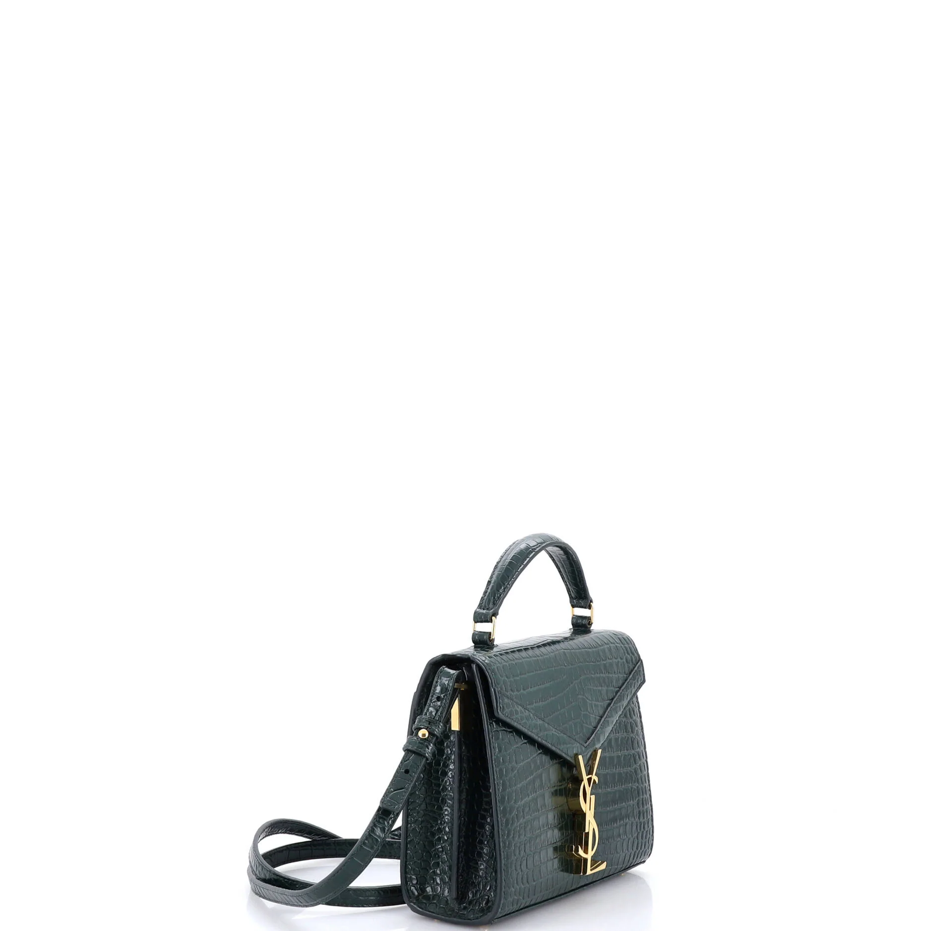 Cassandra Top Handle Bag Crocodile Embossed Leather Mini - Image 2