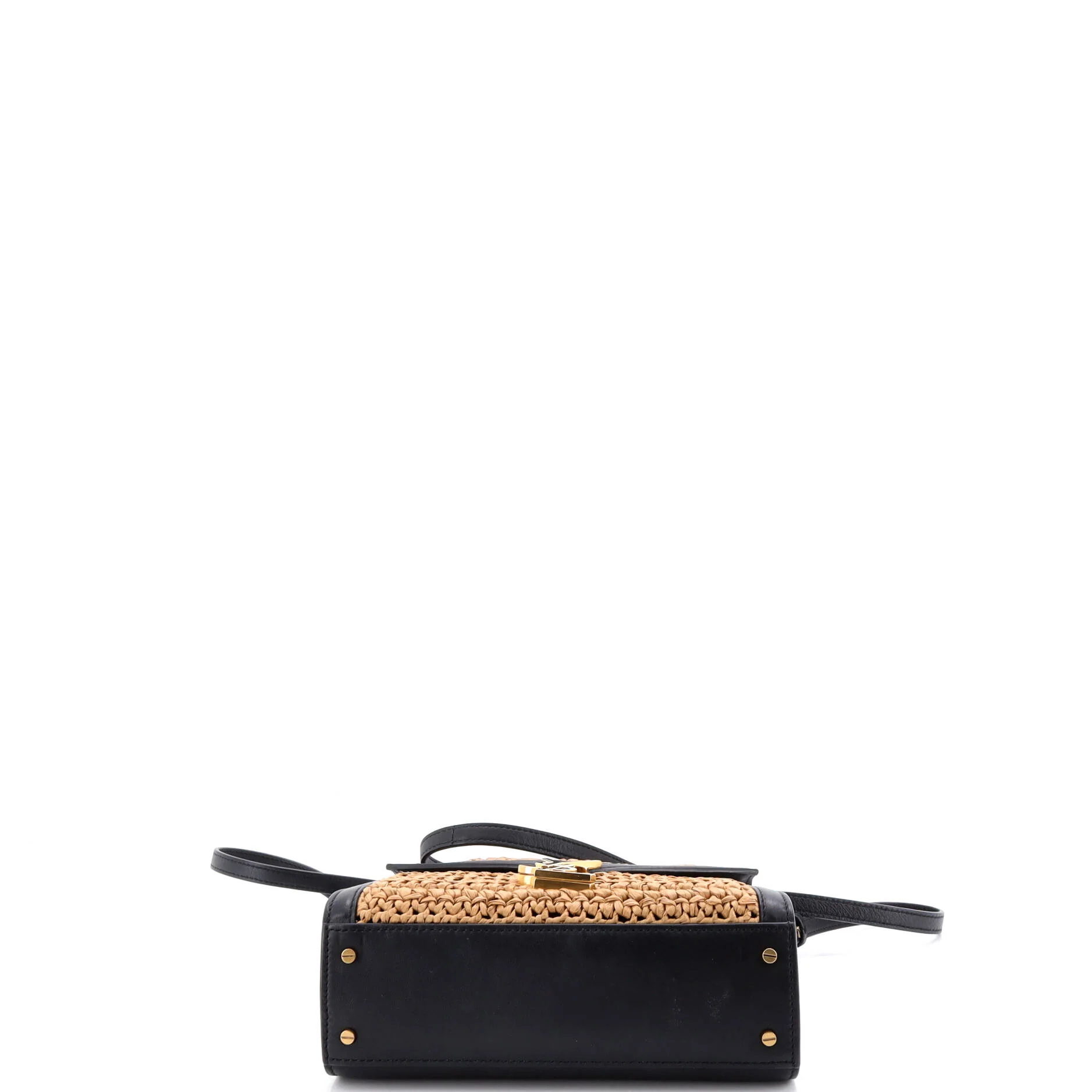 Cassandra Top Handle Bag Raffia with Leather Mini - Image 4