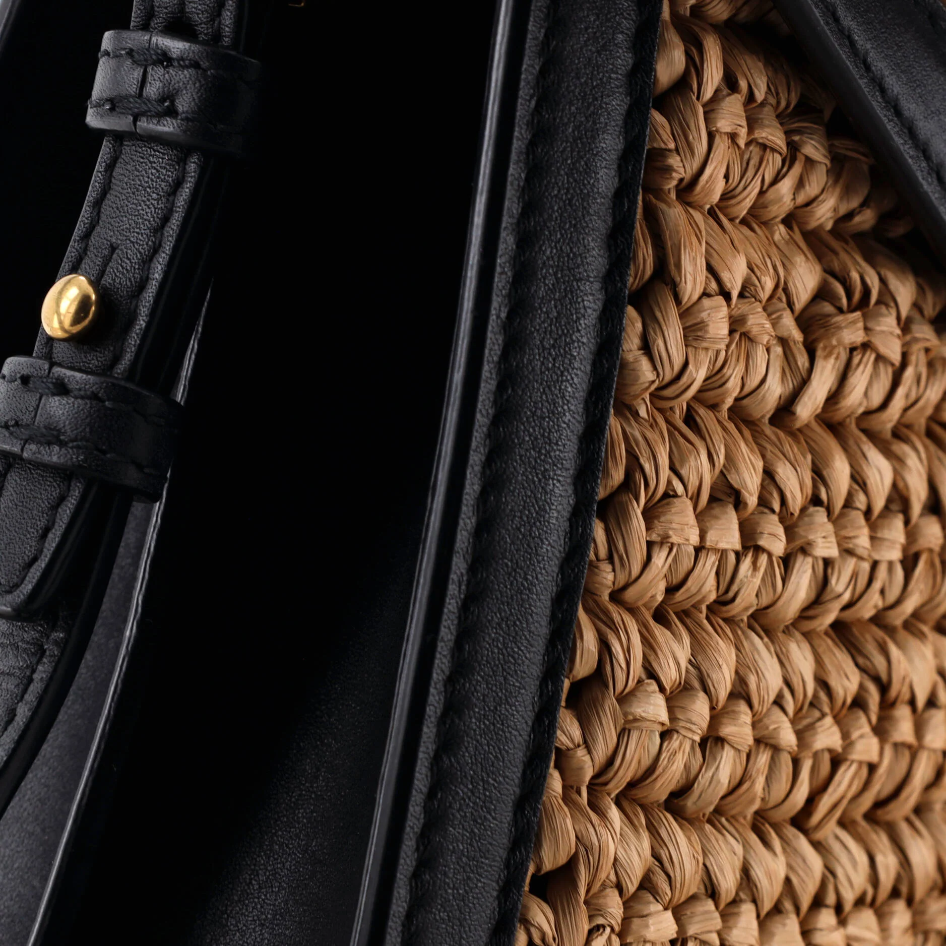 Cassandra Top Handle Bag Raffia with Leather Mini - Image 6