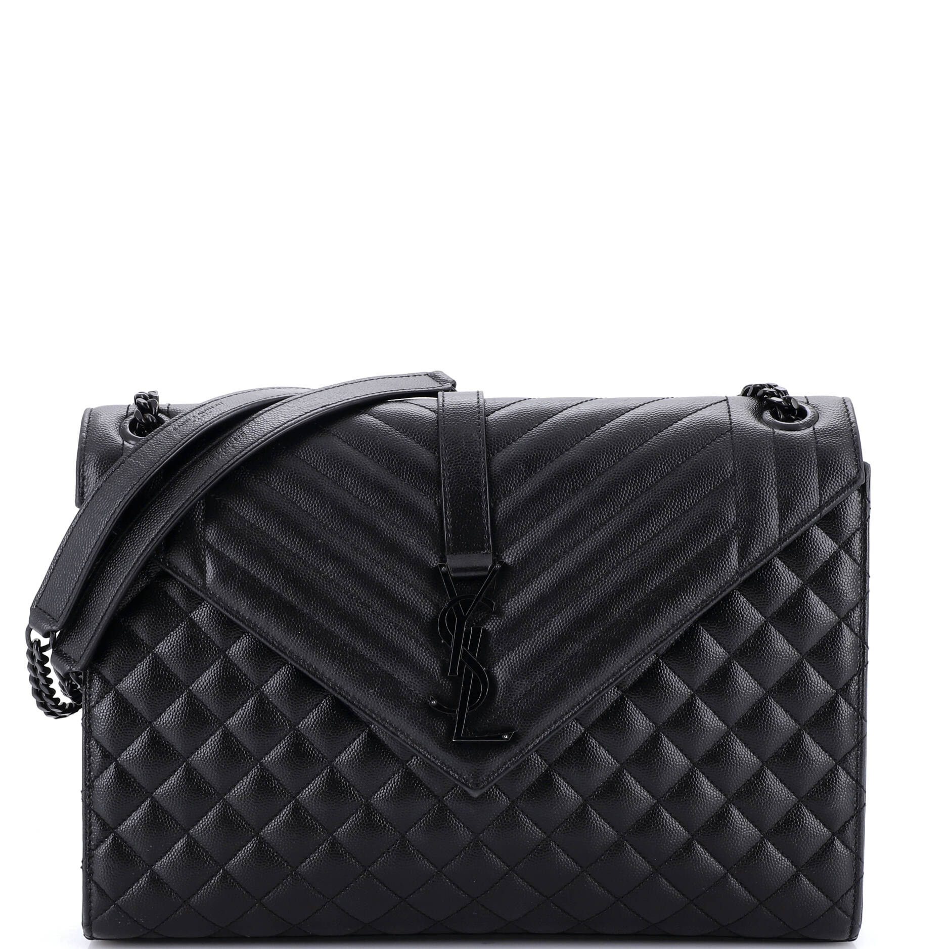 Classic Monogram Envelope Satchel Mixed Matelasse Leather Large