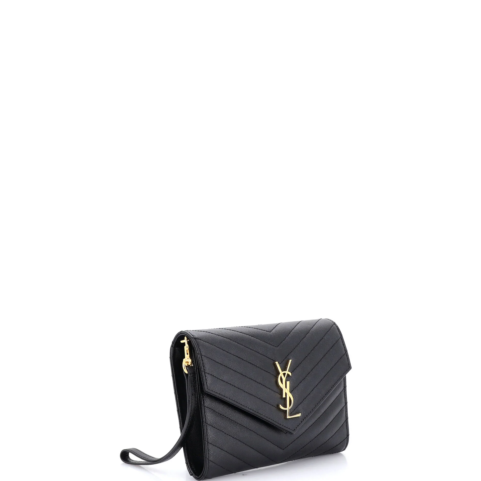 Classic Monogram Envelope Wristlet Clutch Matelasse Chevron Leather - Image 2