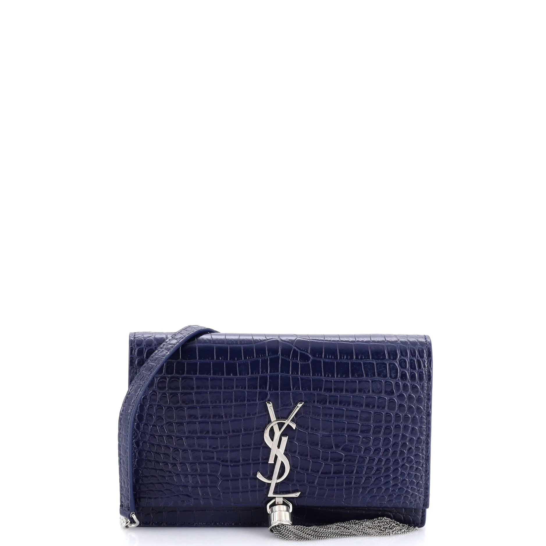 Classic Monogram Tassel Chain Wallet Crocodile Embossed Leather