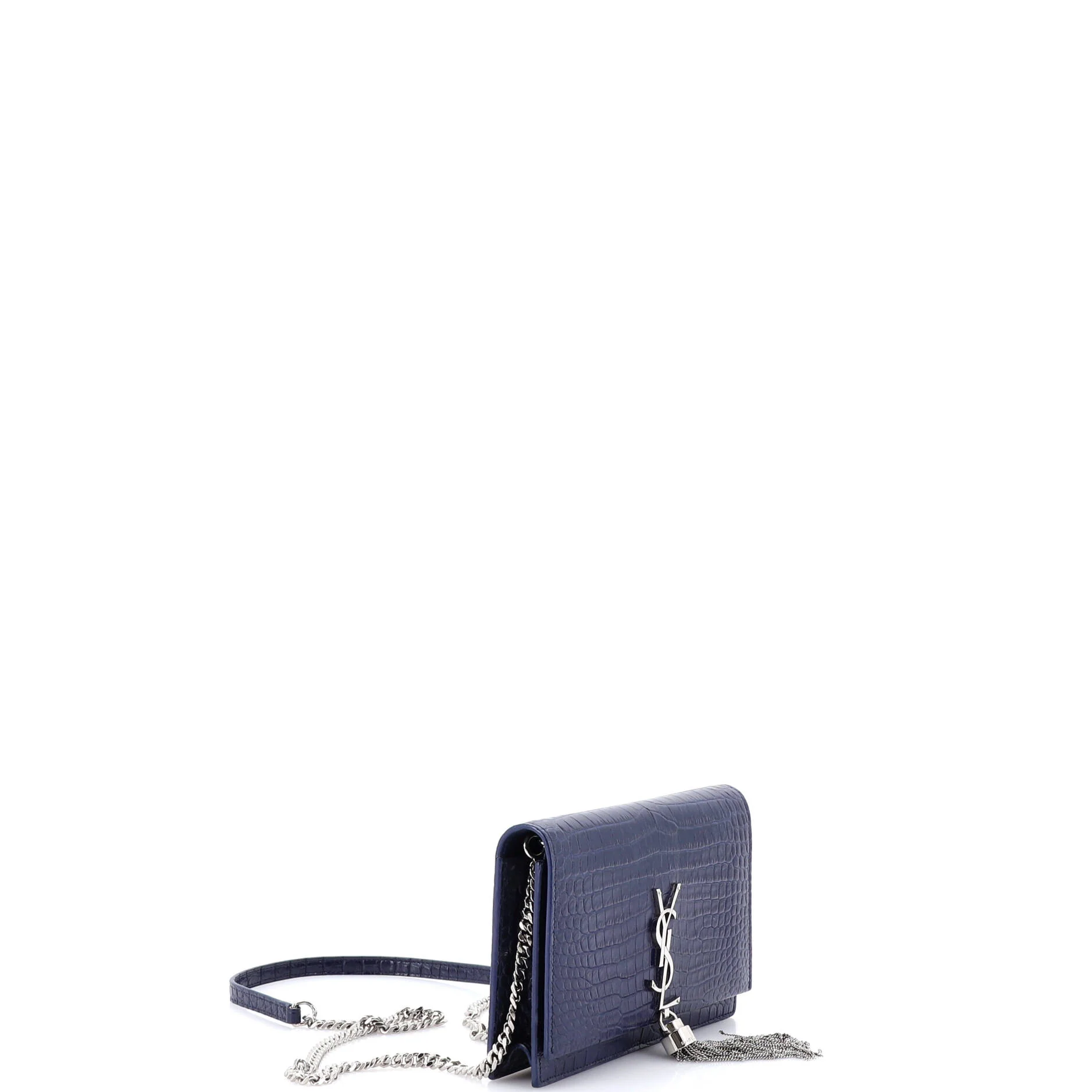 Classic Monogram Tassel Chain Wallet Crocodile Embossed Leather - Image 2