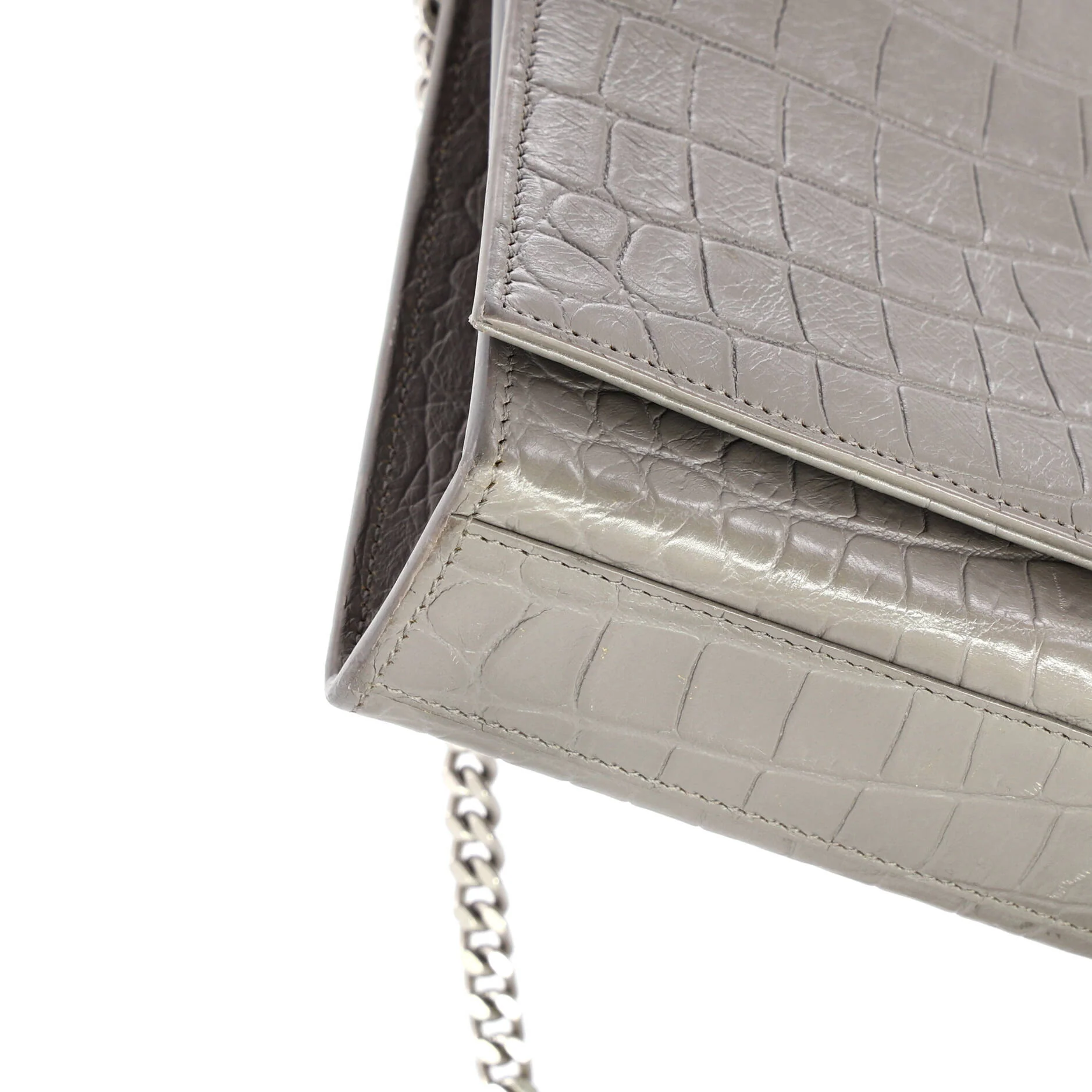 Classic Monogram Tassel Crossbody Bag Crocodile Embossed Leather Medium - Image 7