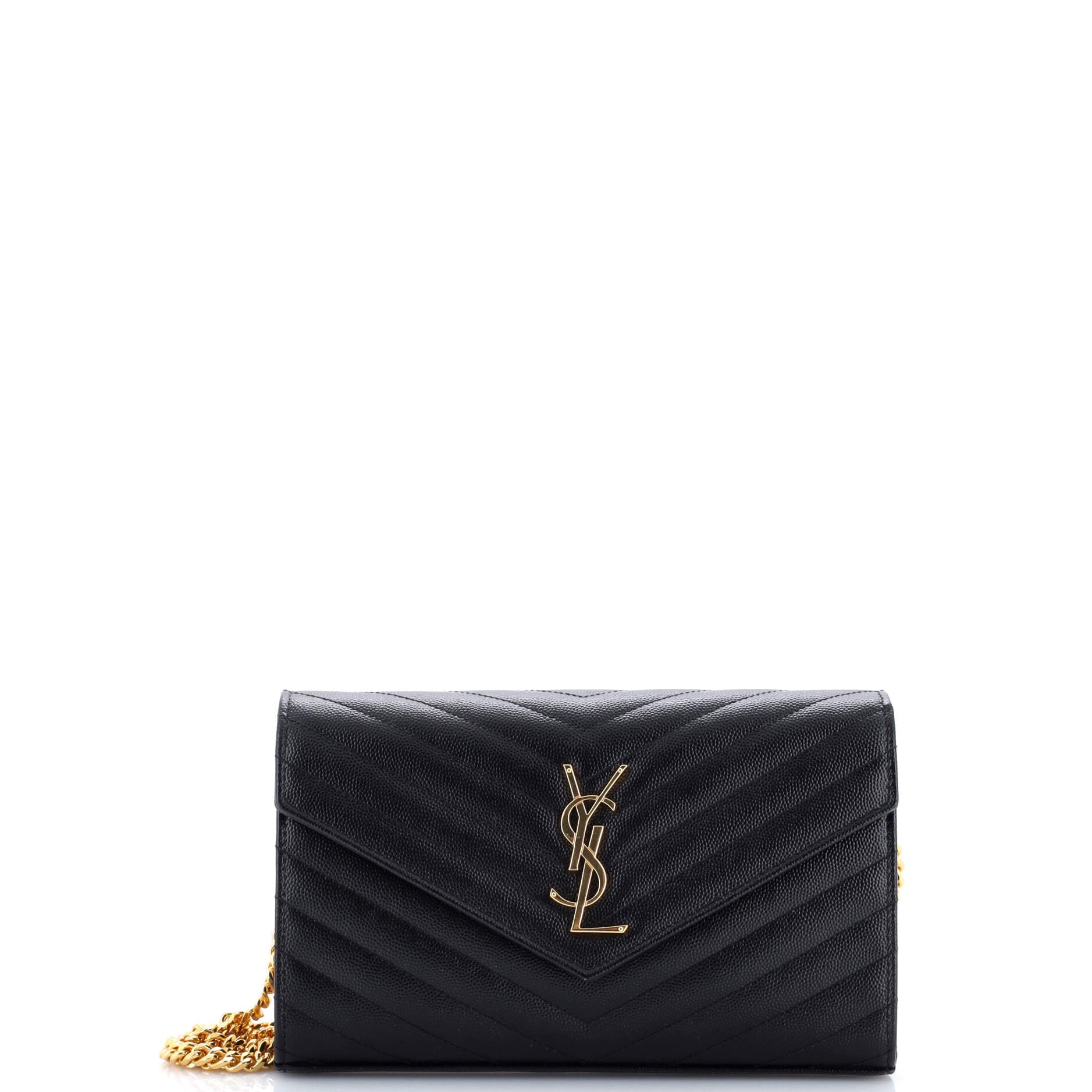Classic Monogram Wallet on Chain Matelasse Chevron Leather Medium