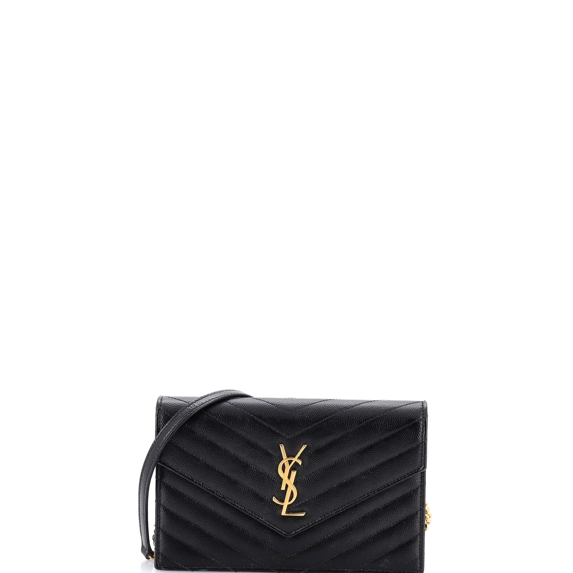 Classic Monogram Wallet on Chain Matelasse Chevron Leather Small