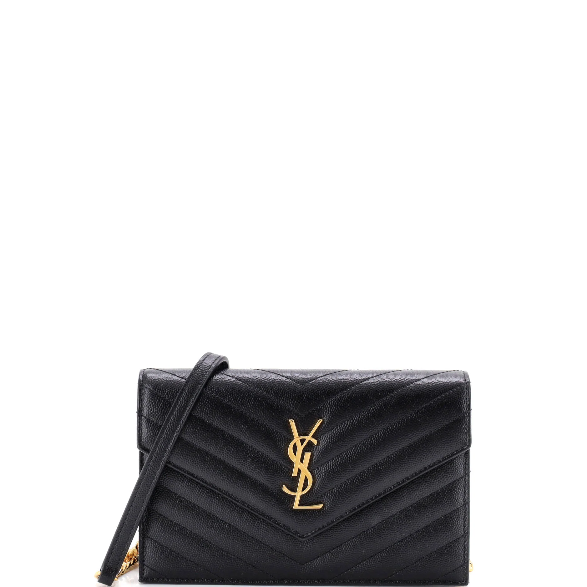 Classic Monogram Wallet on Chain Matelasse Chevron Leather Small