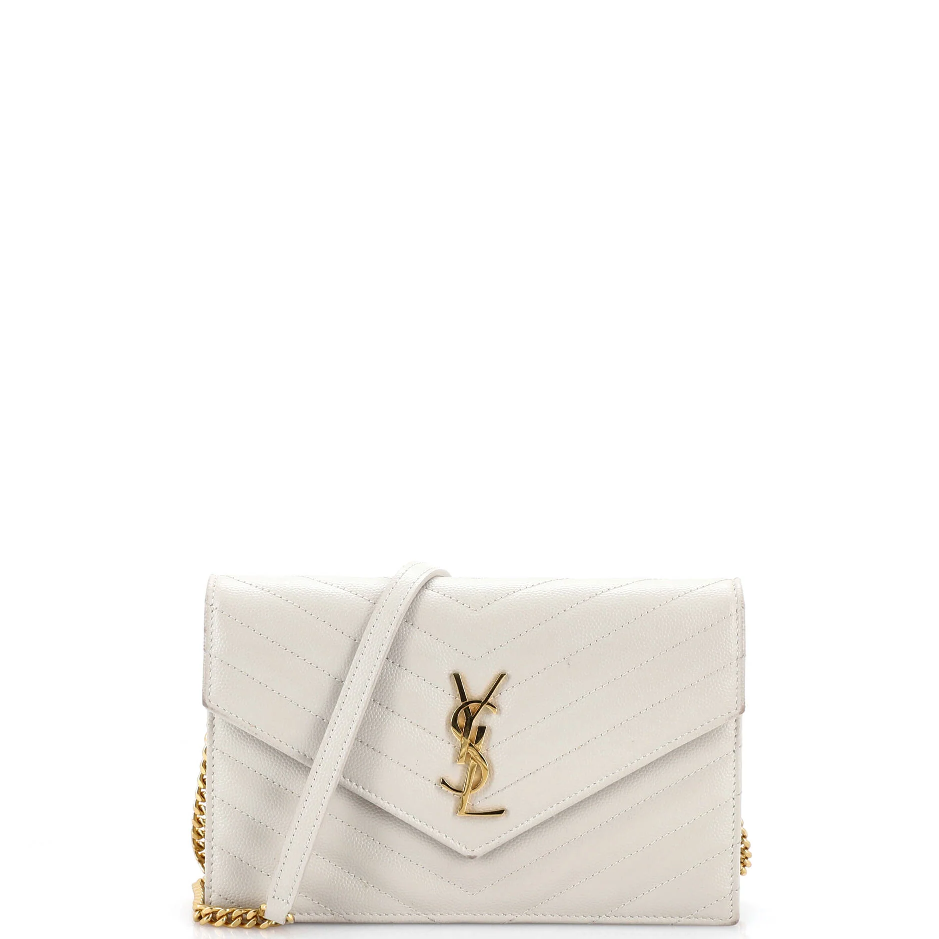 Classic Monogram Wallet on Chain Matelasse Chevron Leather Small