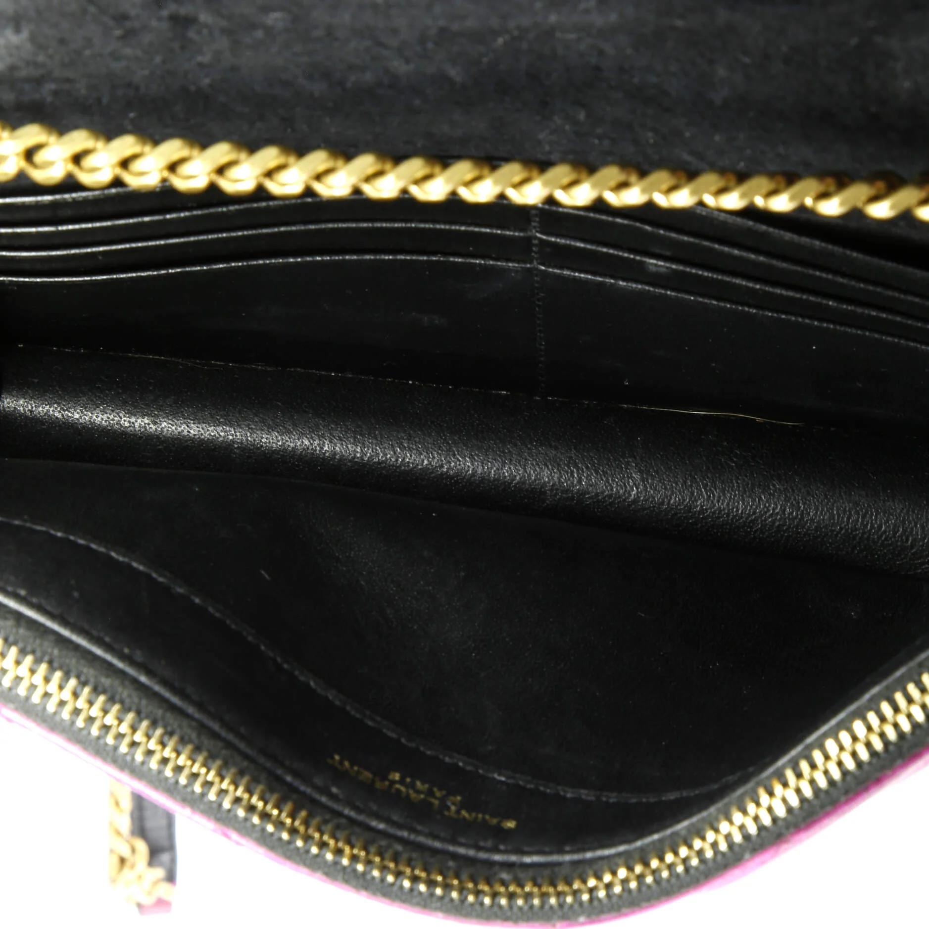 Classic Monogram Wallet on Chain Matelasse Chevron Metallic Leather Small - Image 5
