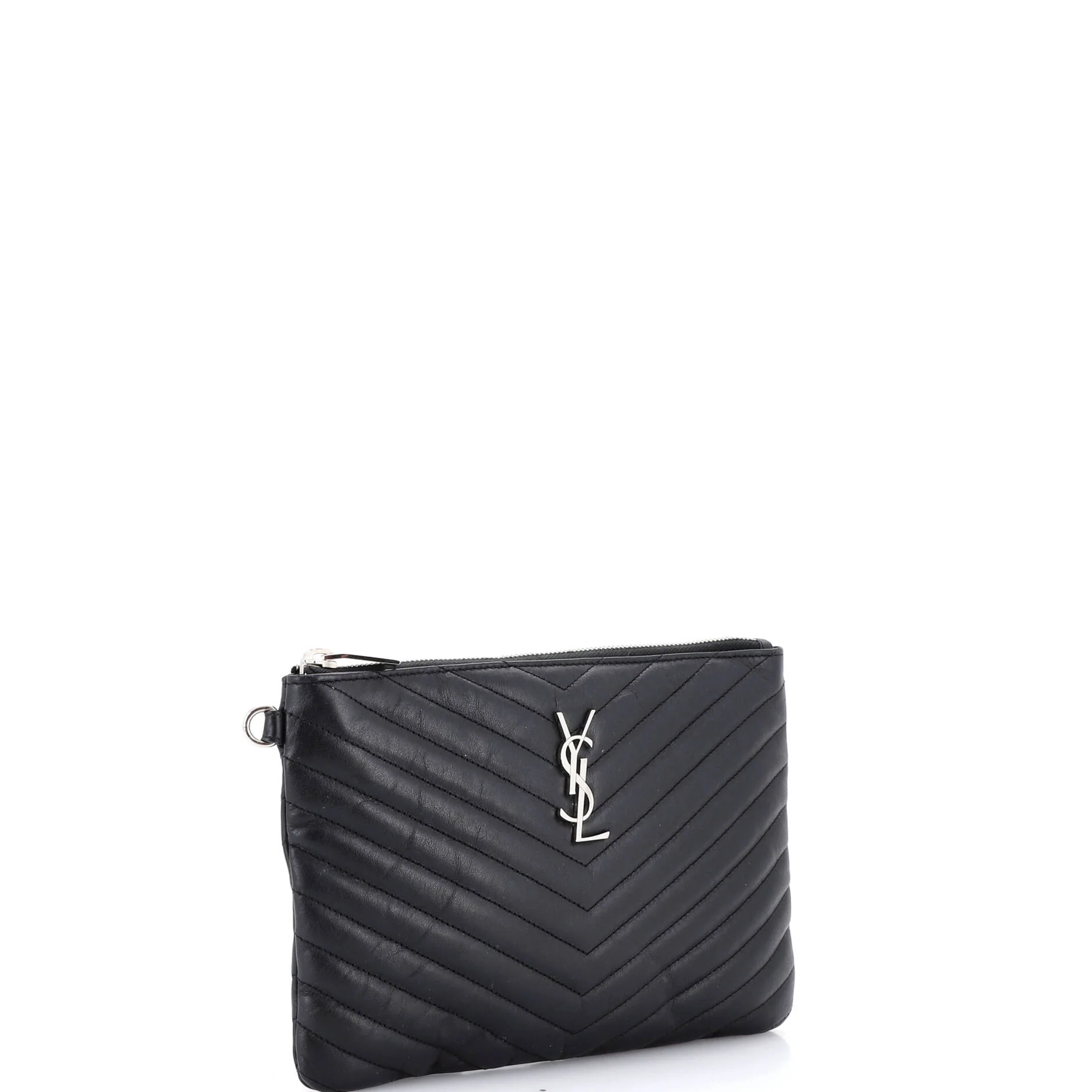 Classic Monogram Wristlet Pouch Matelasse Chevron Leather Small - Image 2