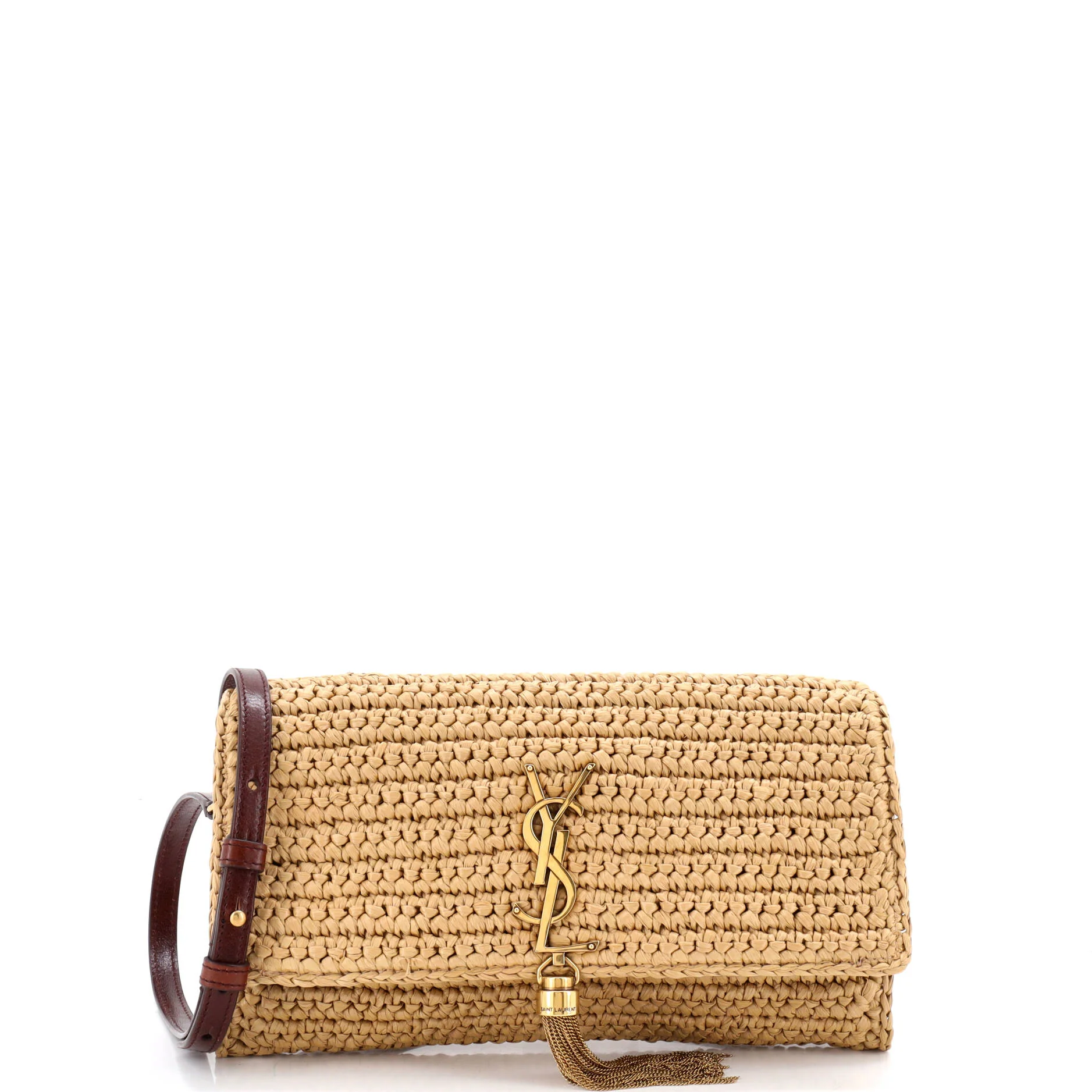 Kate 99 Tassel Flap Bag Woven Raffia Medium
