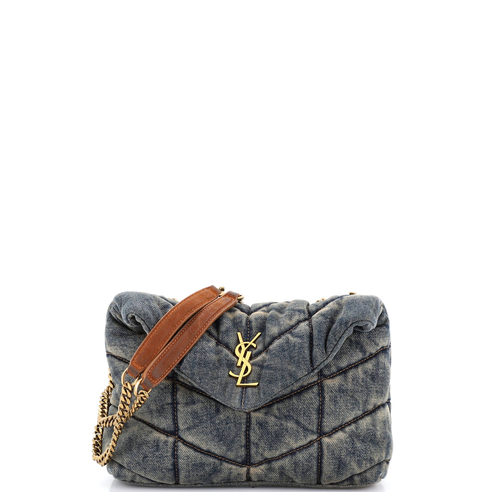 Loulou Puffer Shoulder Bag Quilted Vintage Denim Mini