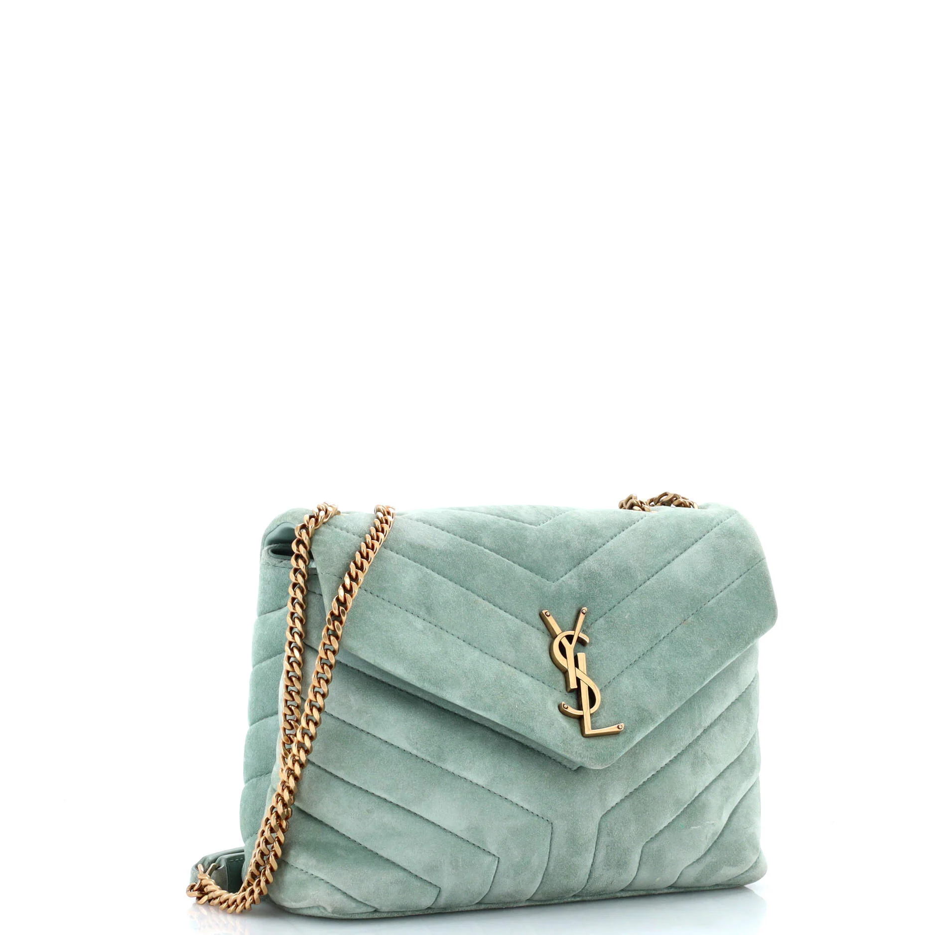 Loulou Shoulder Bag Matelasse Chevron Suede Small - Image 2