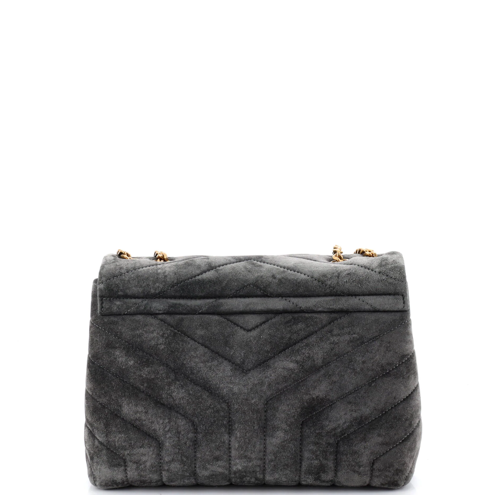 Loulou Shoulder Bag Matelasse Chevron Suede Small - Image 3
