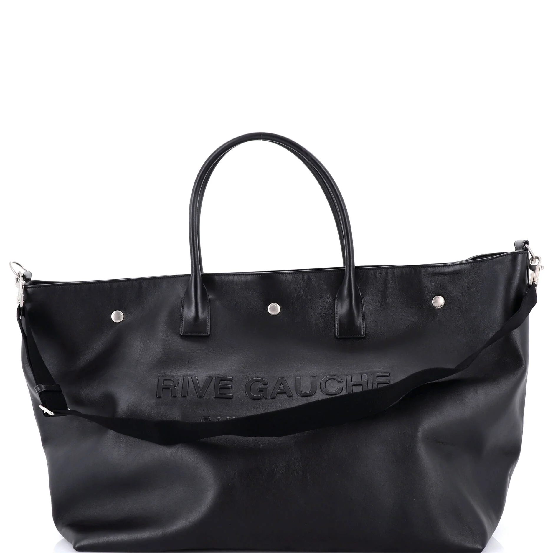 Rive Gauche Shopper Tote Embossed Leather Maxi