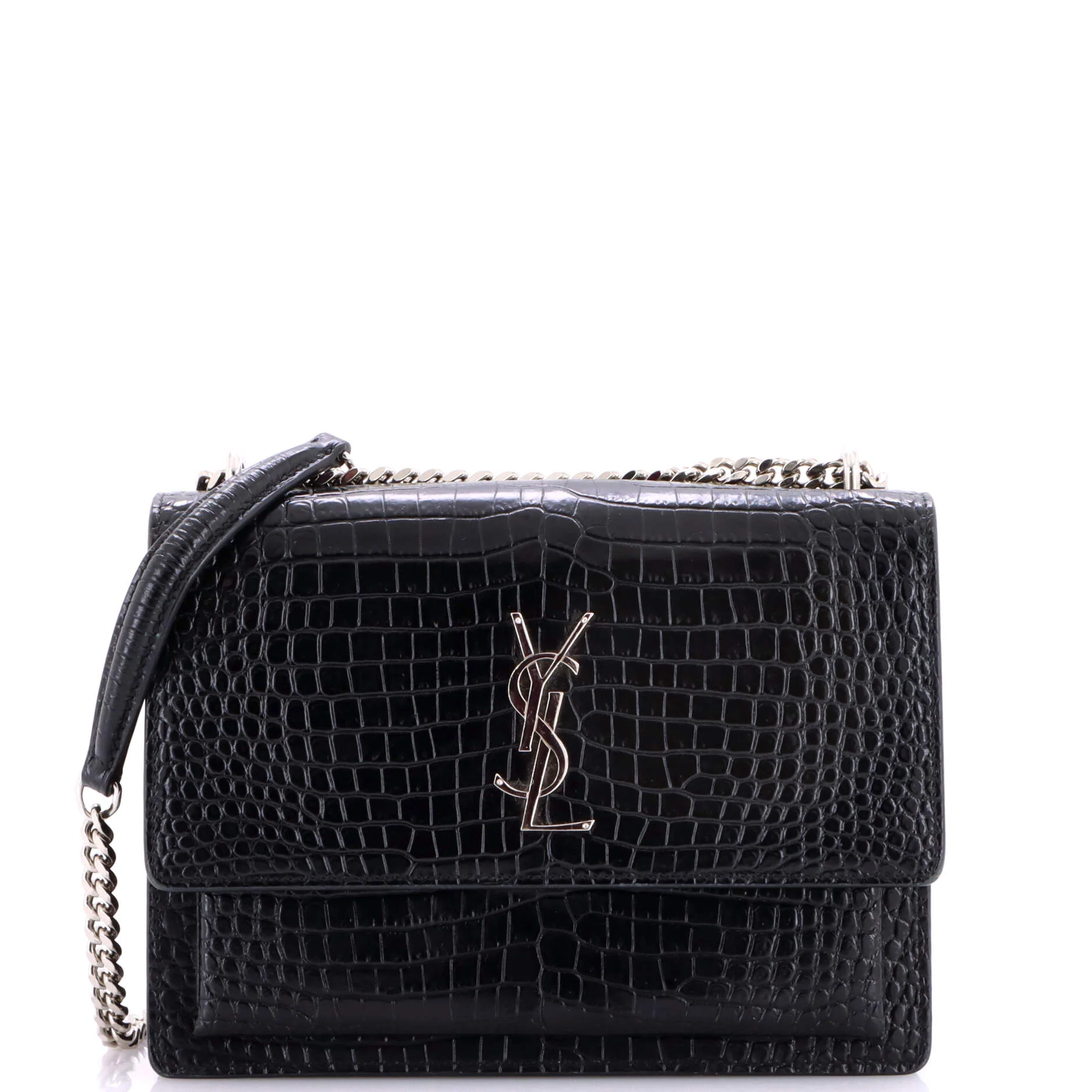 Sunset Crossbody Bag Crocodile Embossed Leather Medium
