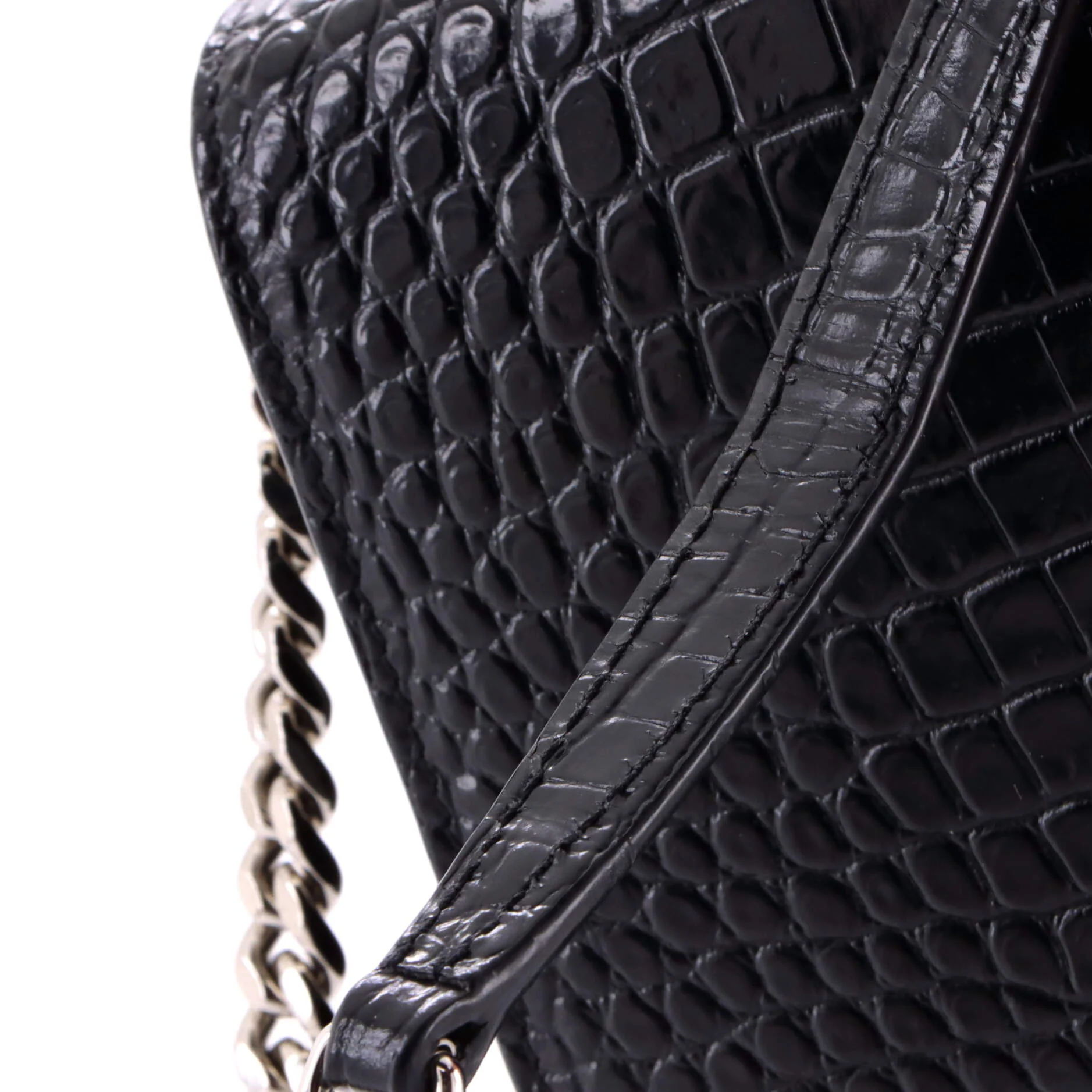 Sunset Crossbody Bag Crocodile Embossed Leather Medium - Image 6