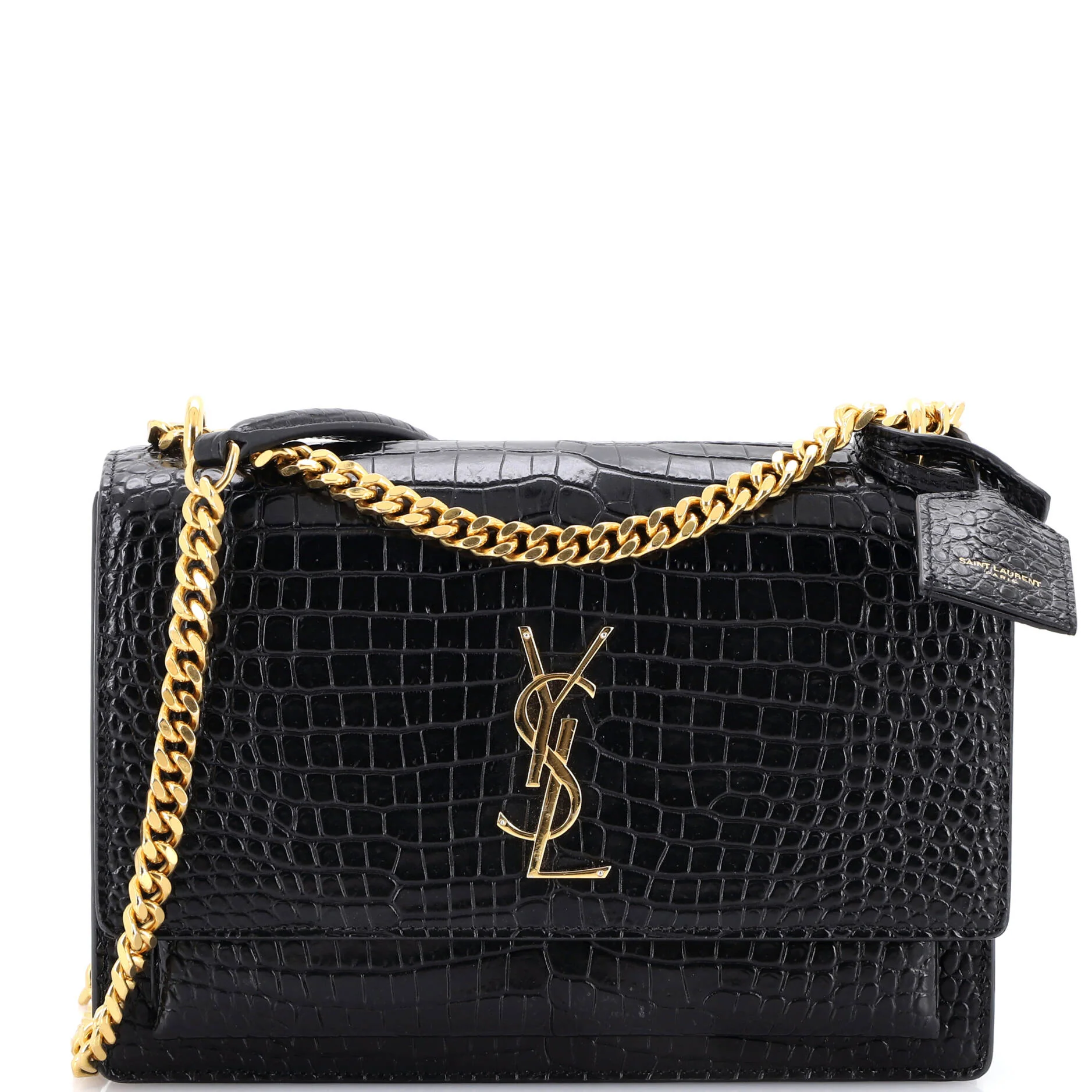 Sunset Crossbody Bag Crocodile Embossed Leather Medium
