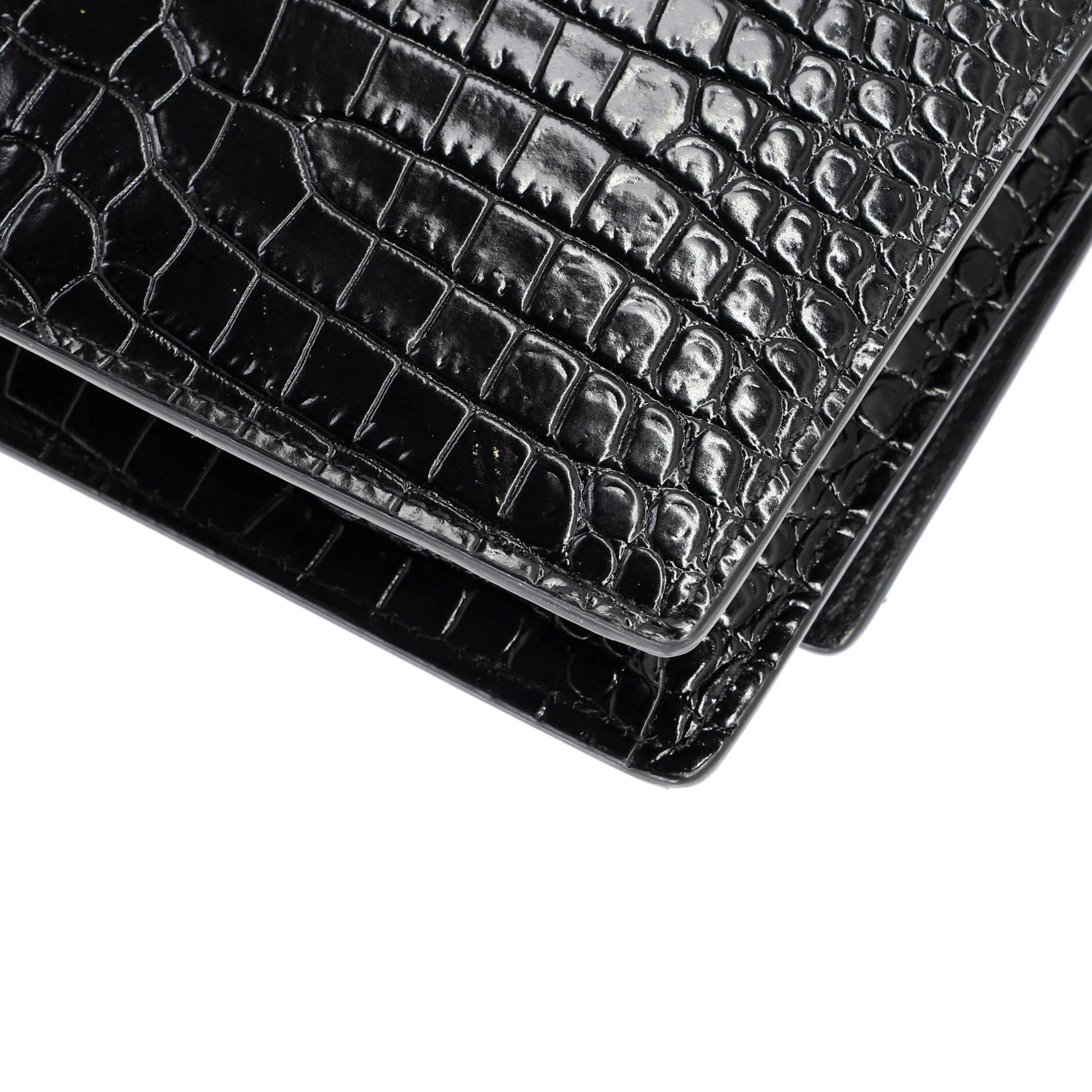 Sunset Top Handle Chain Wallet Crocodile Embossed Leather - Image 7