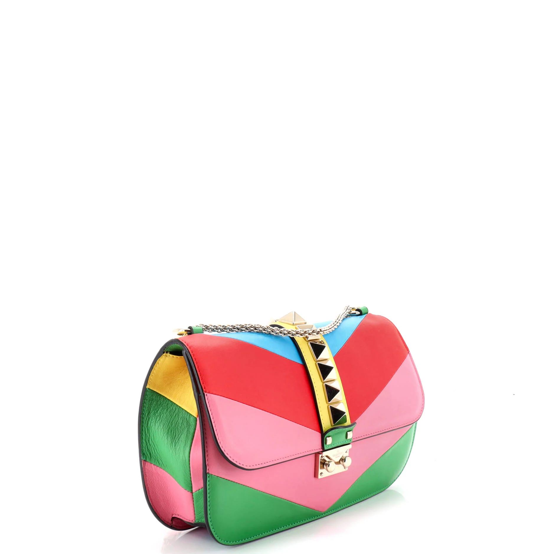1973 Glam Lock Shoulder Bag Striped Leather Medium - Image 2
