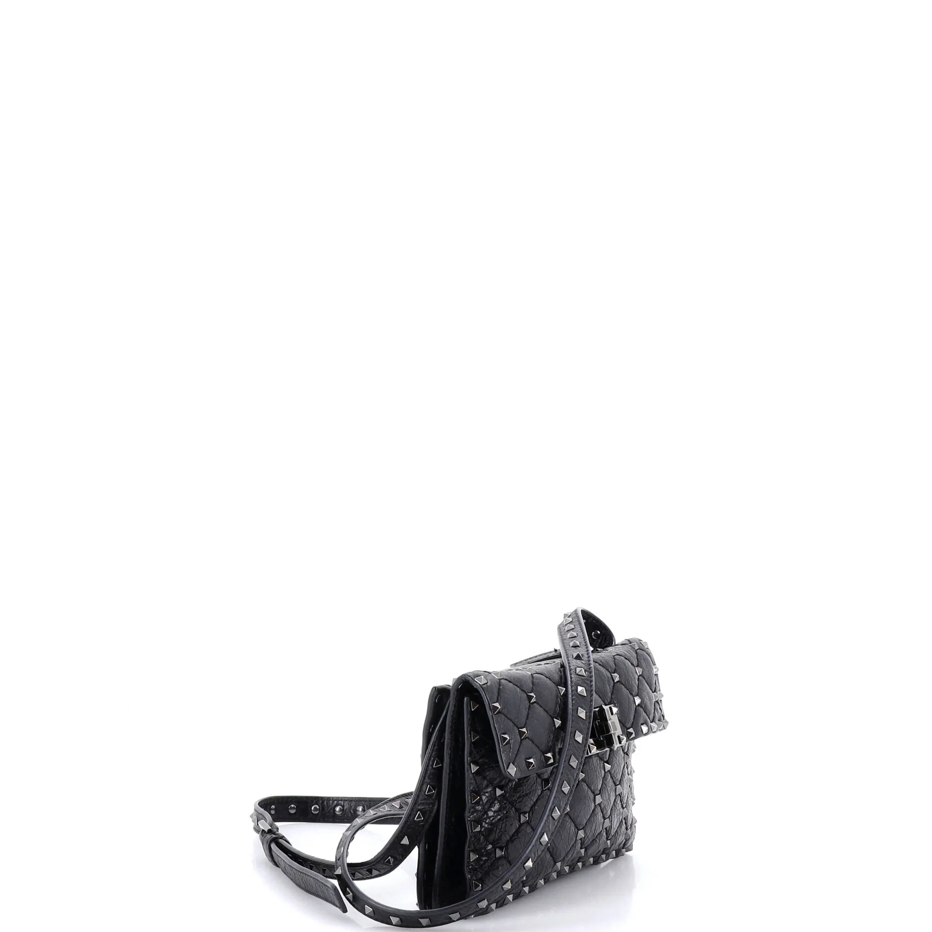 Rockstud Spike Flap Shoulder Bag Quilted Leather Small - Image 2