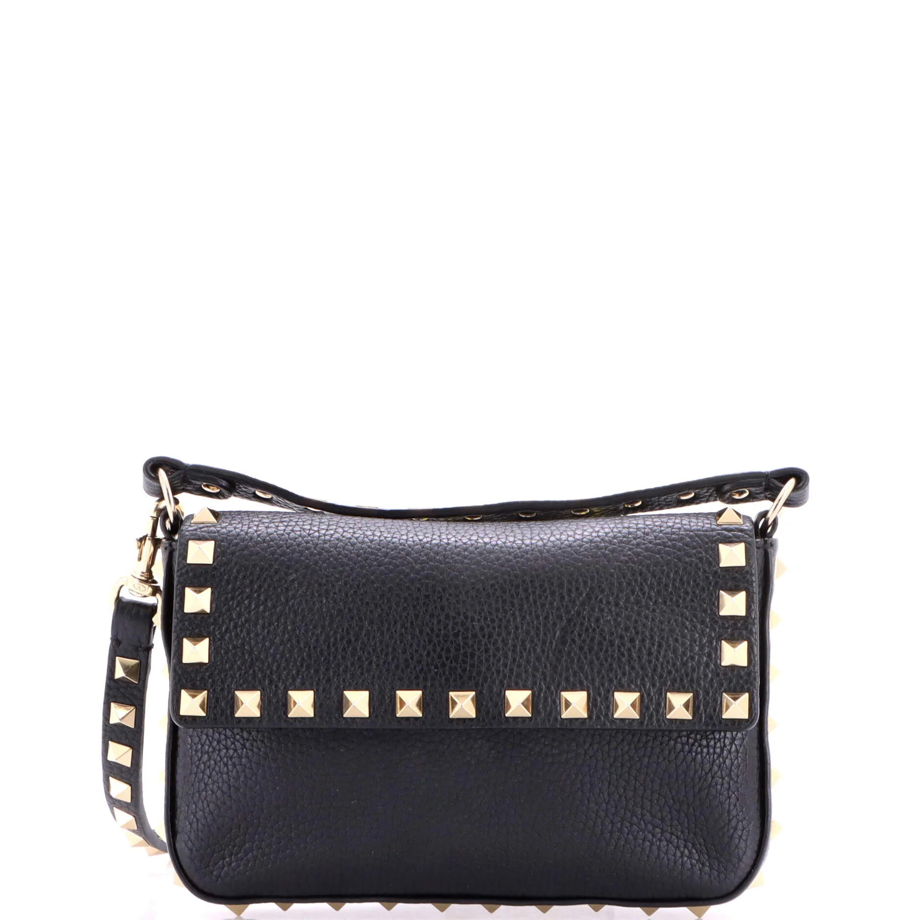 Rockstud Top Handle Crossbody Pouch Leather Mini