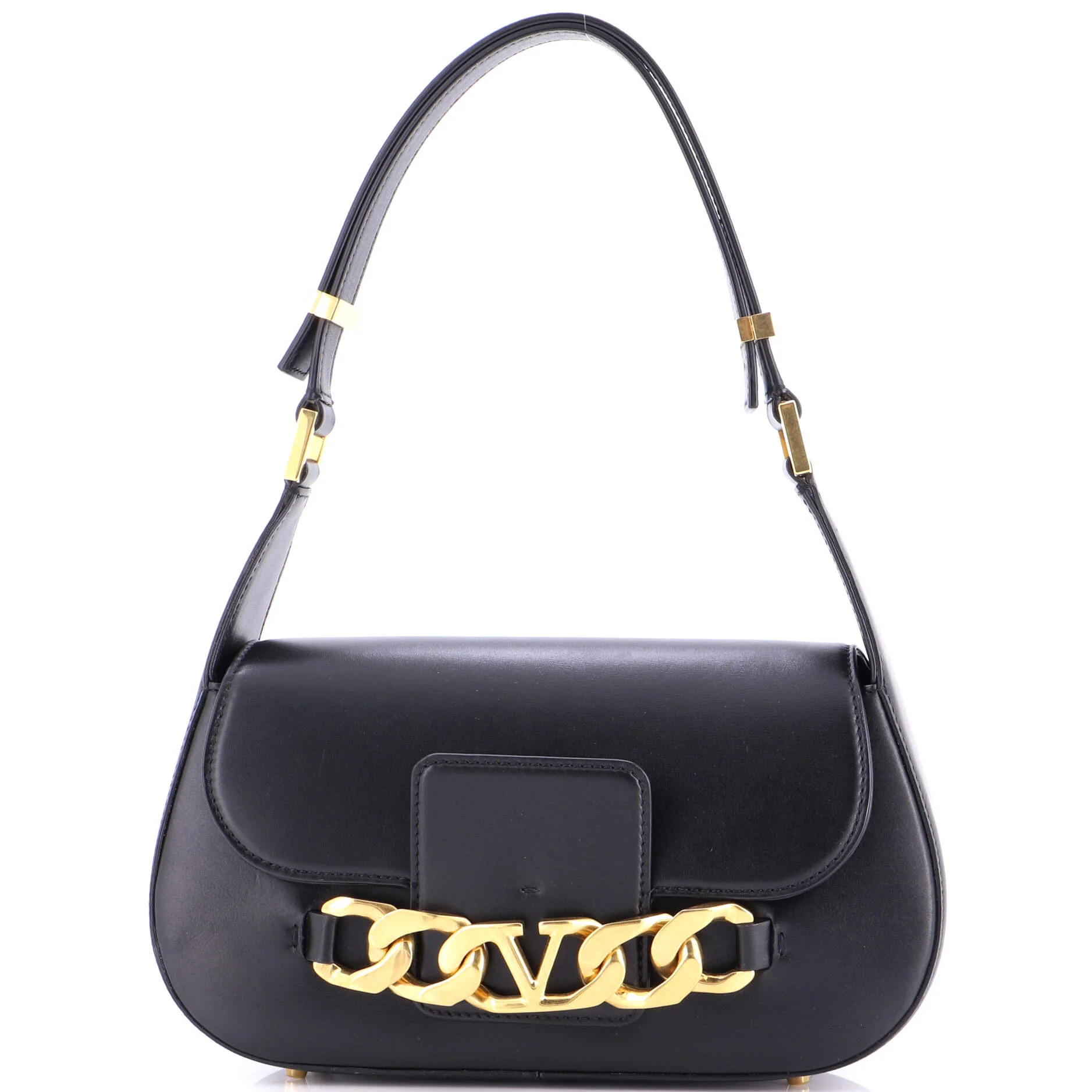 VLogo Chain Flap Shoulder Bag Leather Medium