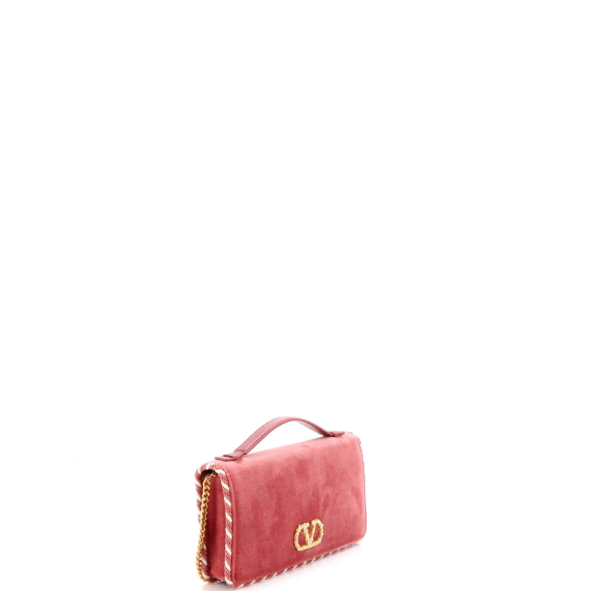 VLogo Signature Wallet on Chain Velvet with Embellished Hardware - Image 2
