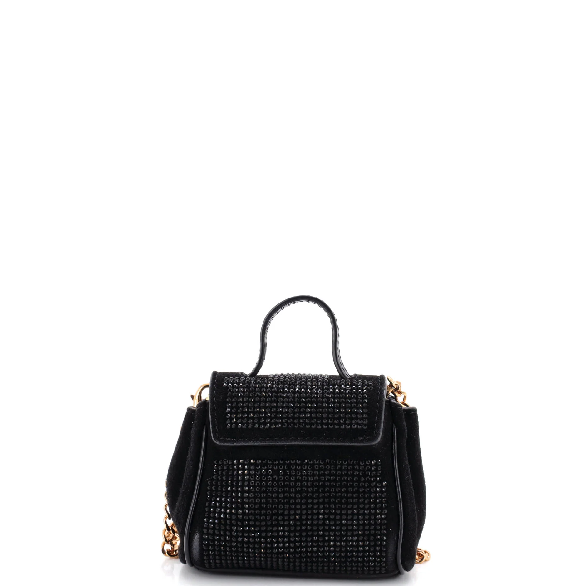 La Medusa Top Handle Bag Crystal Embellished Suede Micro - Image 3