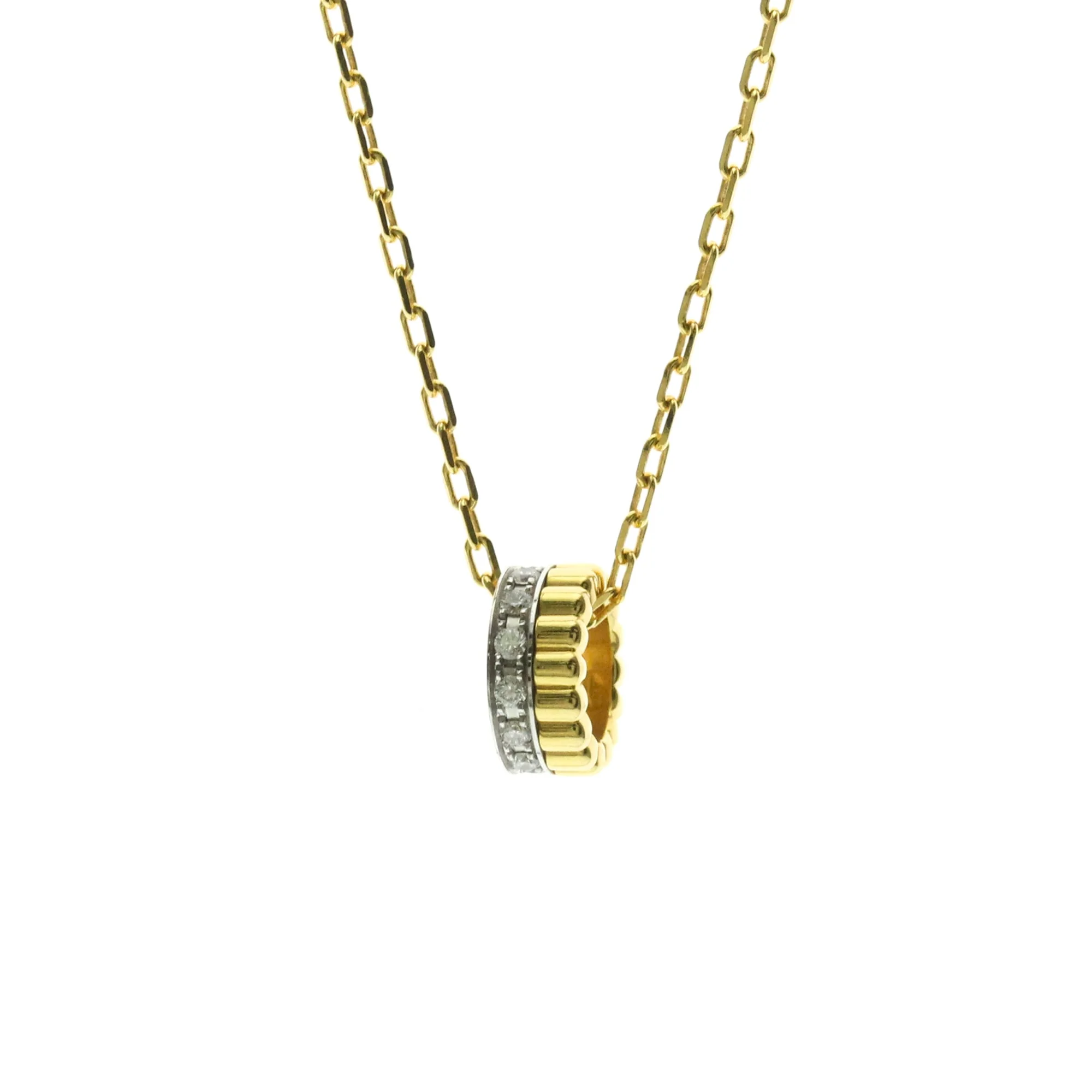 Quatre Radiant Pendant Necklace 18K White Gold and 18K Yellow Gold with Diamond