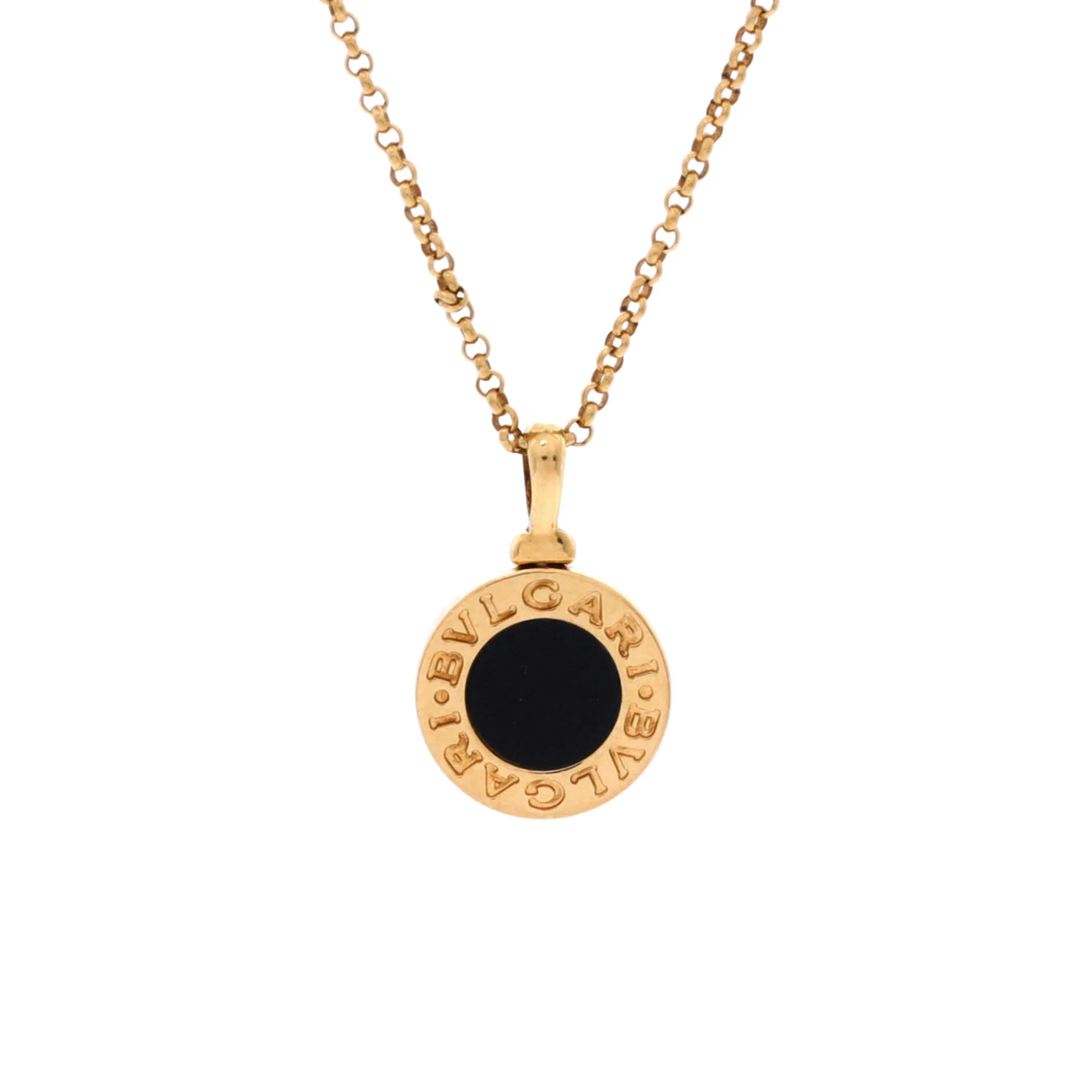 Bvlgari Bvlgari Pendant Necklace 18K Yellow Gold with Onyx