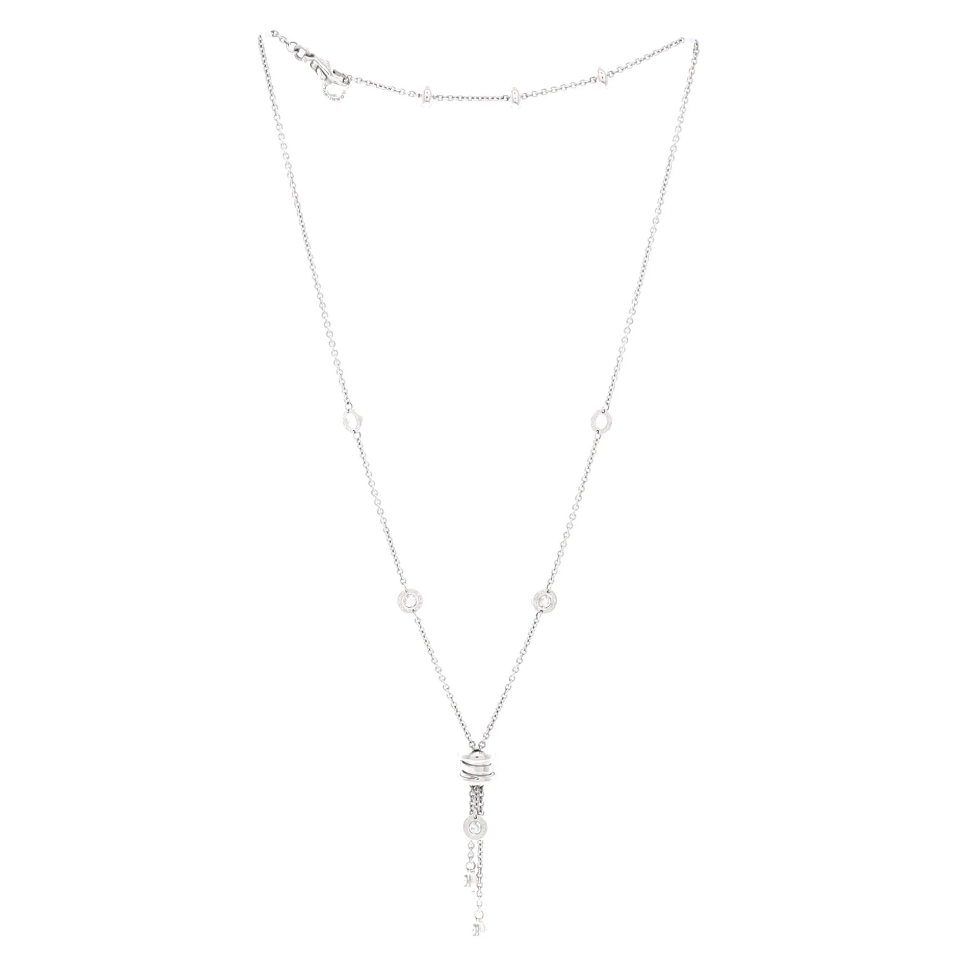 B.Zero1 3 Charm Necklace 18K White Gold with Diamonds - Image 2