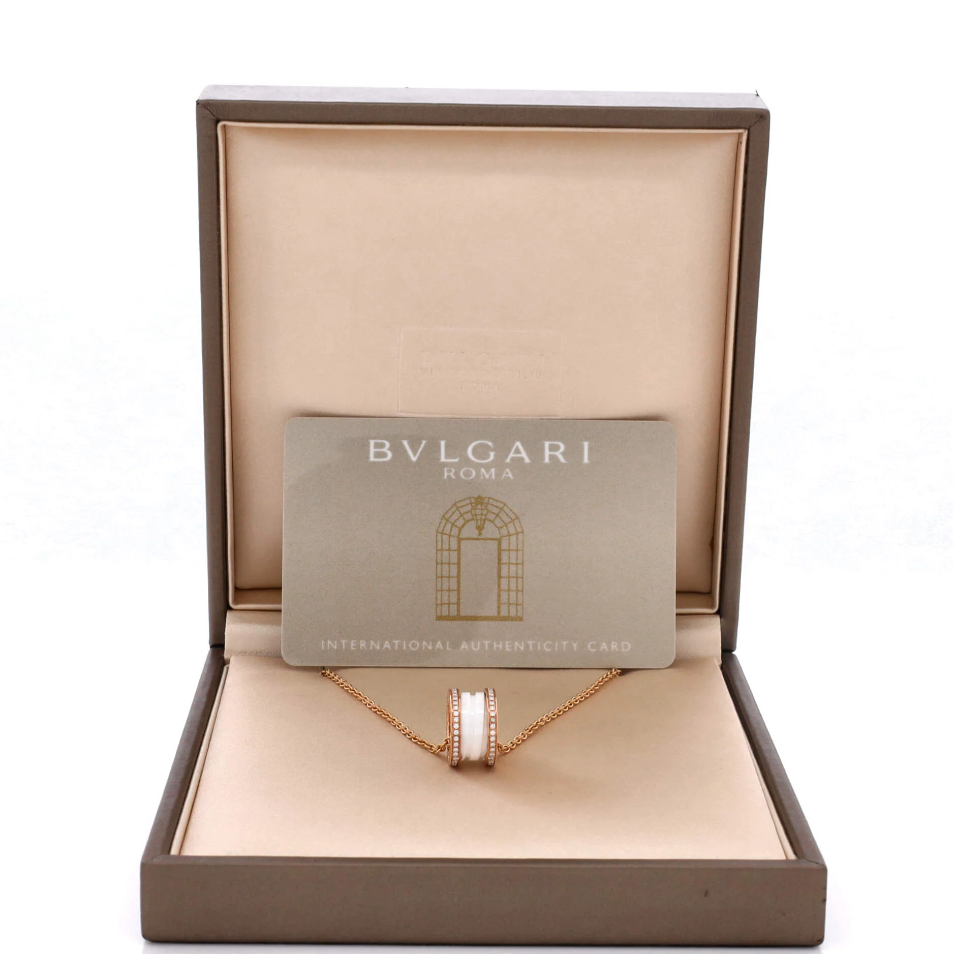 B.Zero1 Pendant Necklace 18K Rose Gold and Ceramic with Diamonds - Image 2