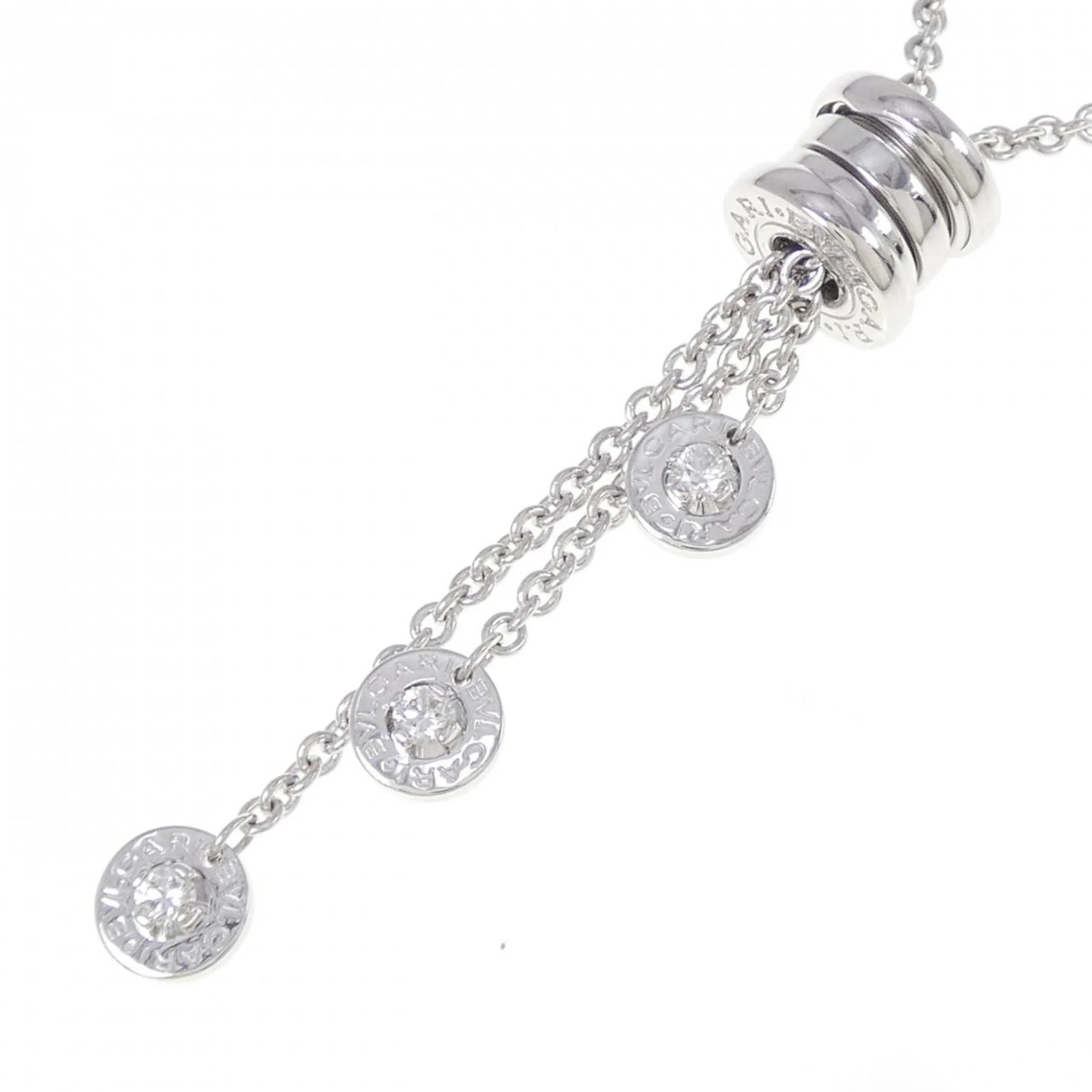 B.Zero1 Pendant Necklace 18K White Gold and Diamond - Image 3