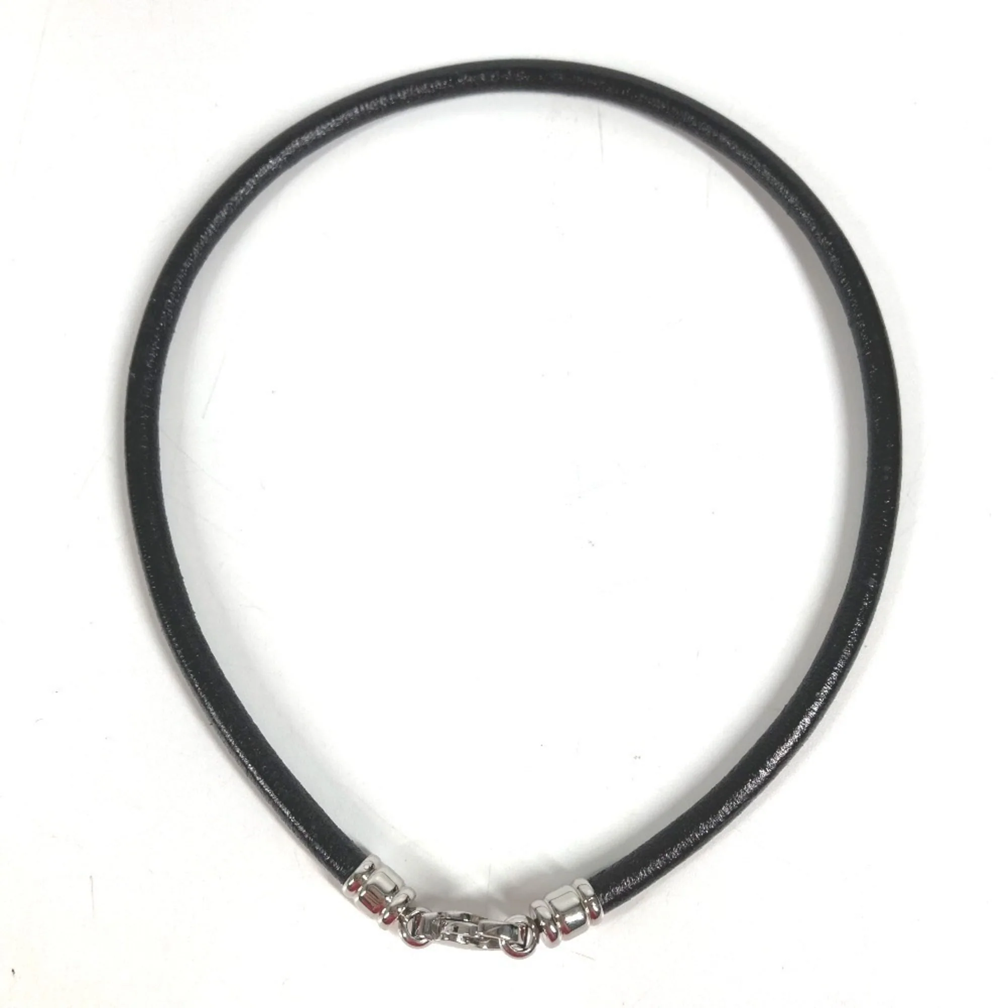 Choker Necklace Leather Black and Silver