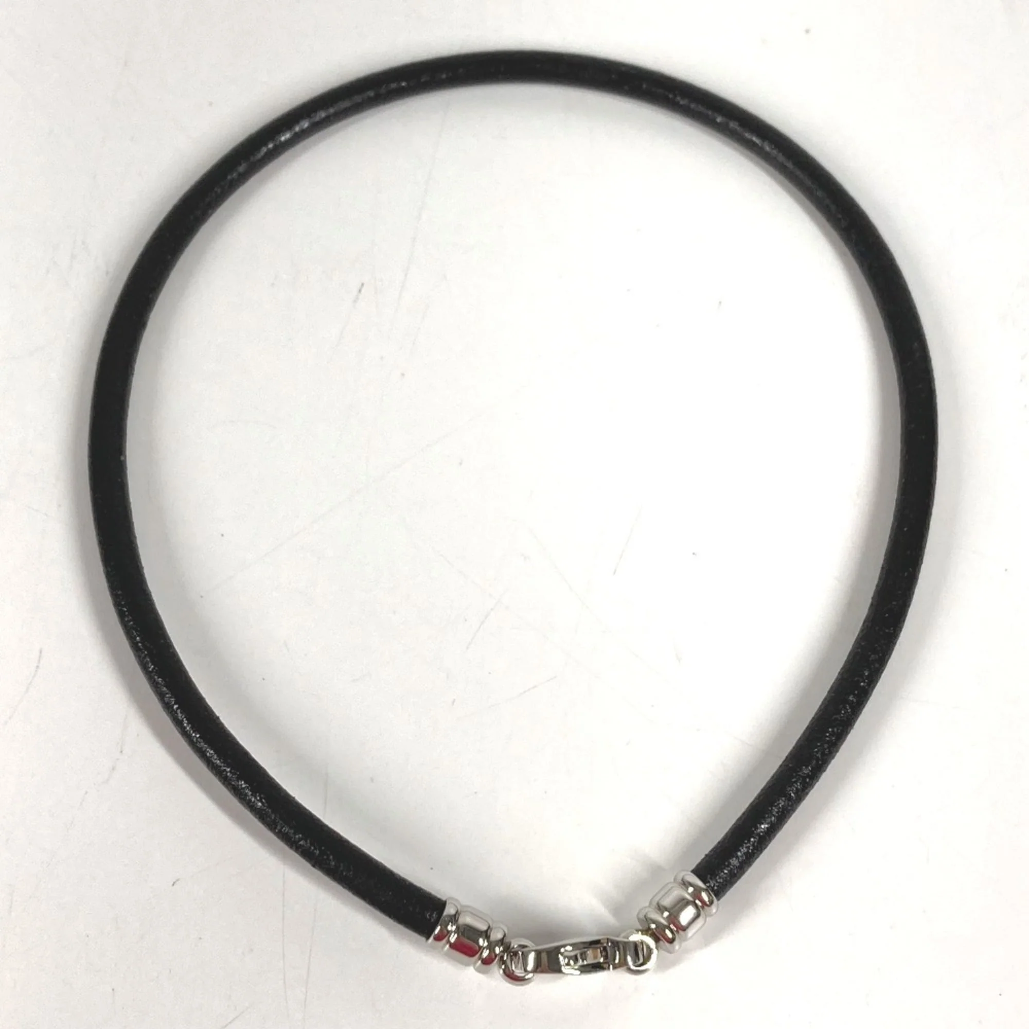 Choker Necklace Leather Black and Silver - Image 5
