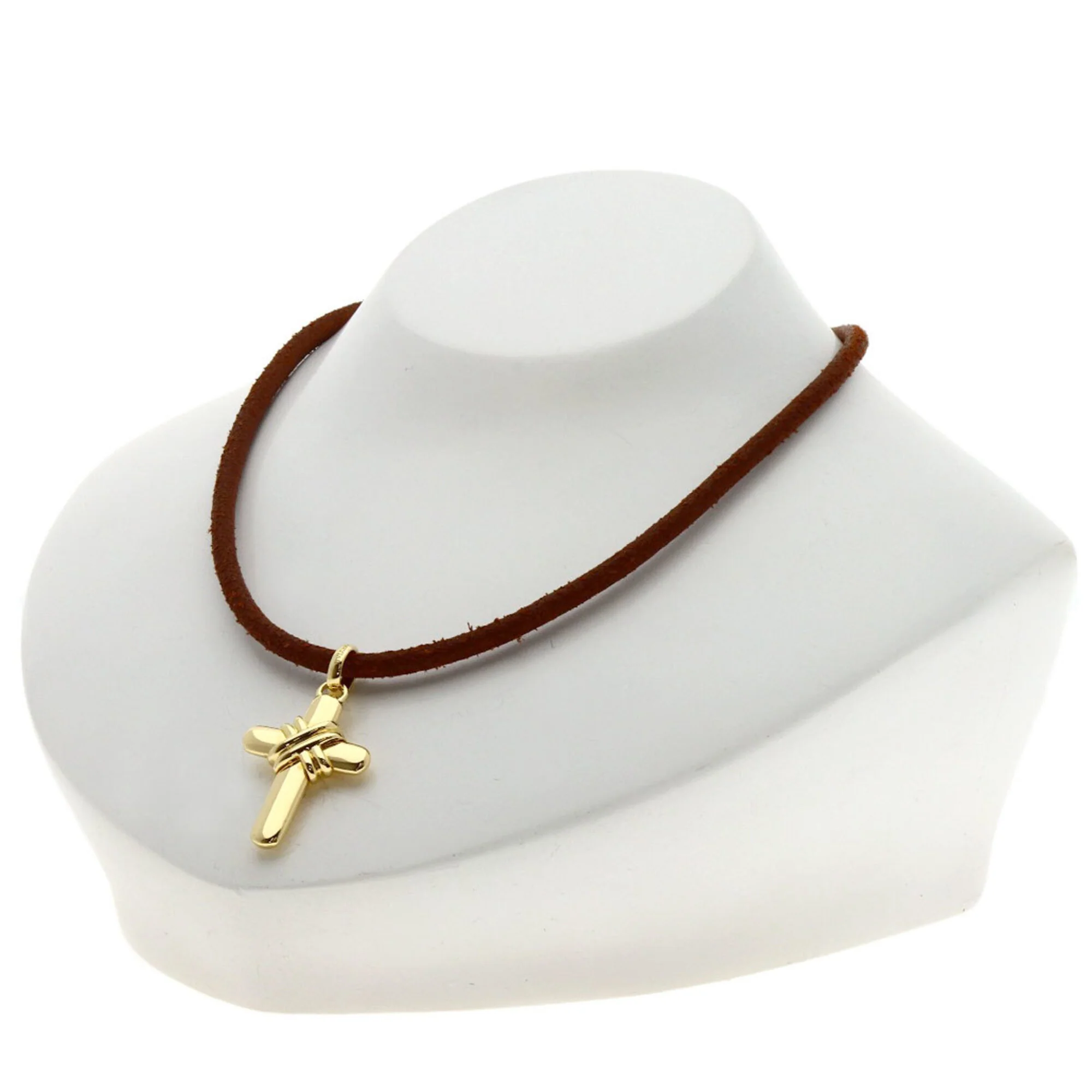 Cross Choker Necklace 18K Yellow Gold - Image 7