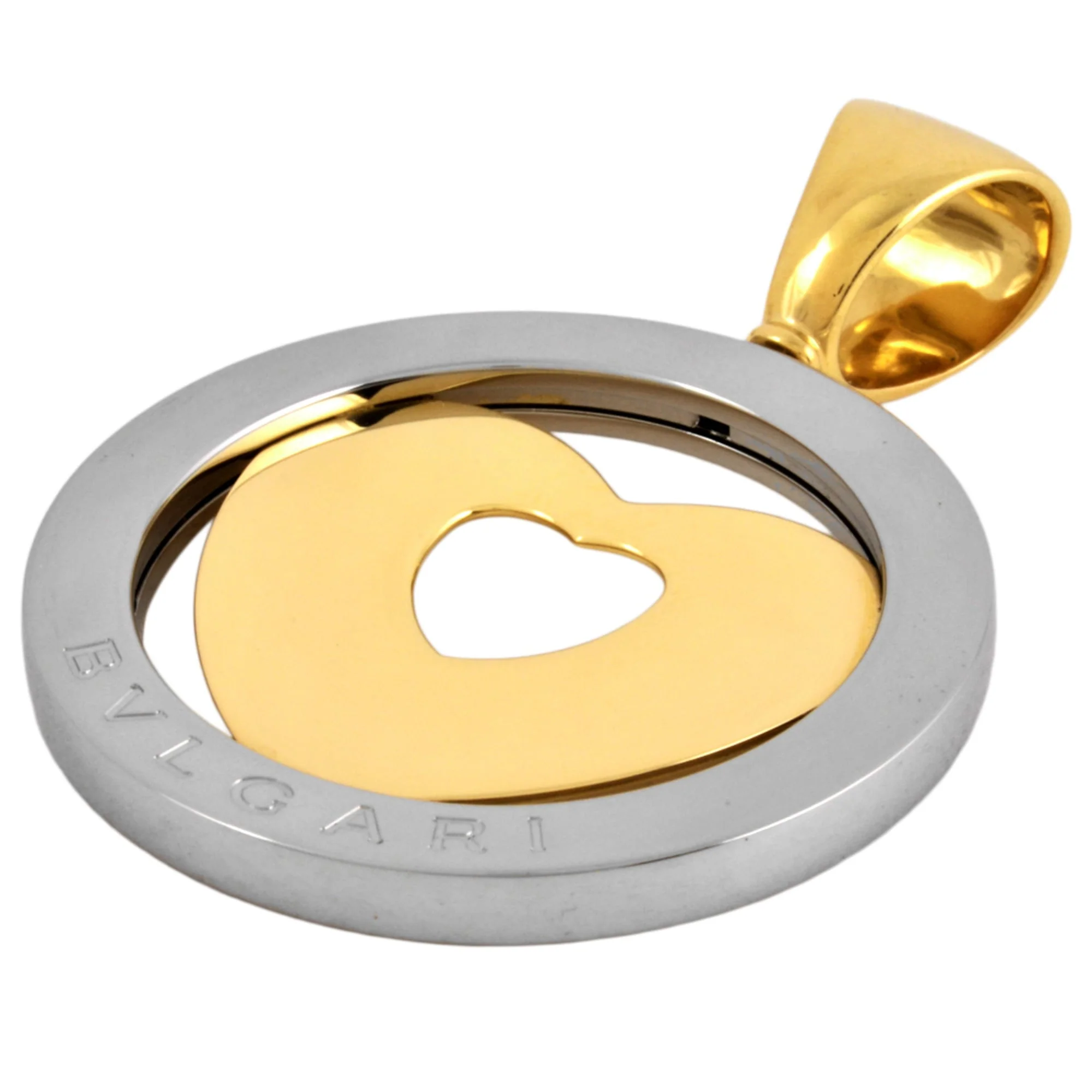Heart Pendant Necklace Stainless Steel and Yellow Gold - Image 3