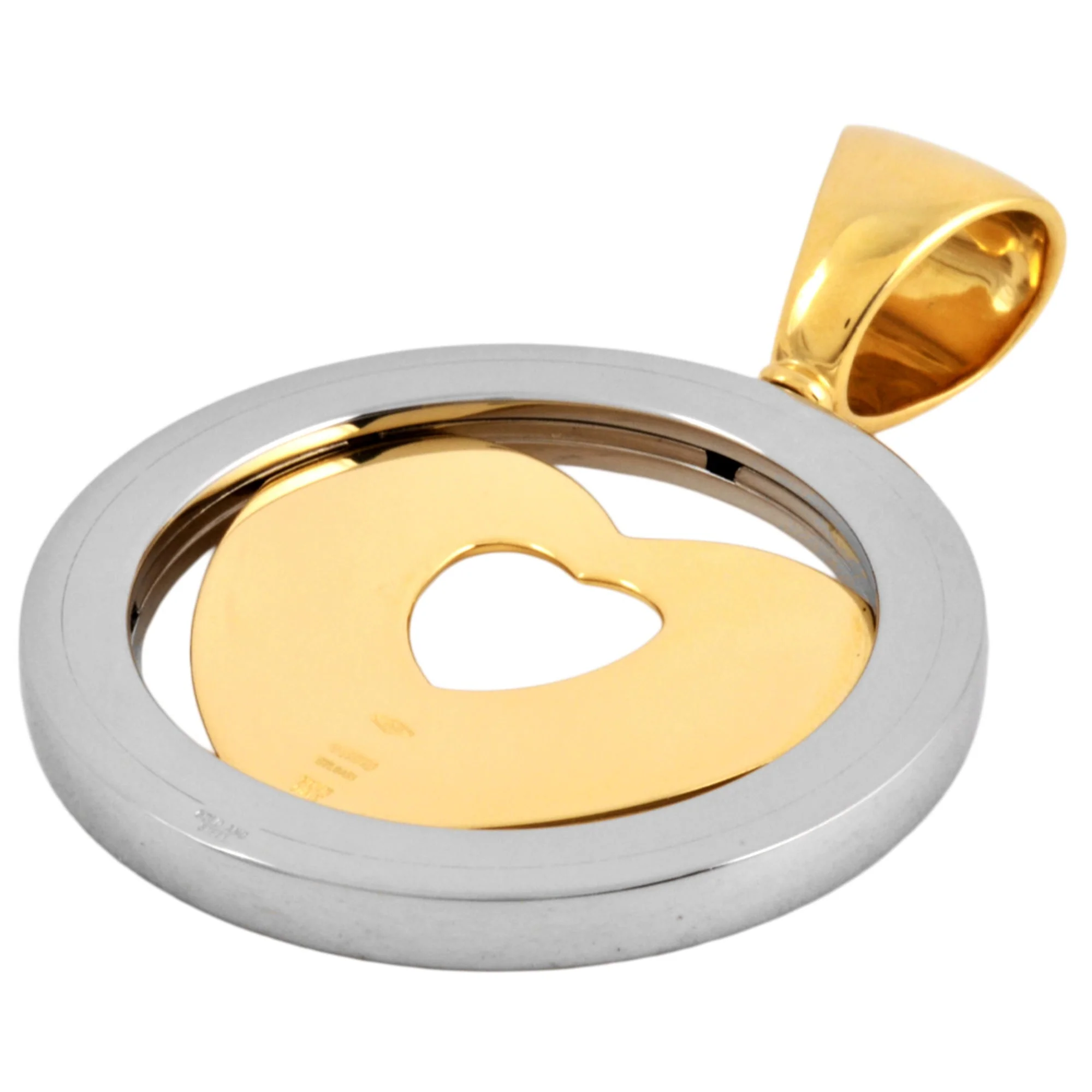 Heart Pendant Necklace Stainless Steel and Yellow Gold - Image 4