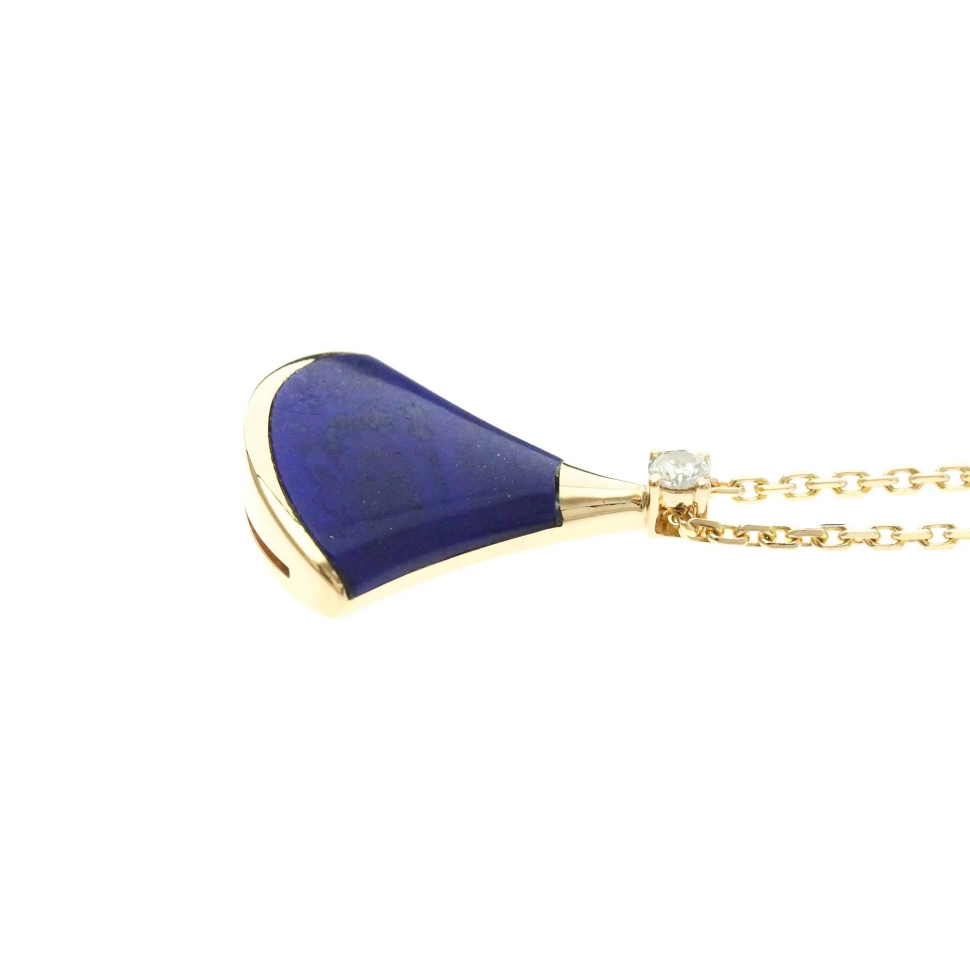 Pendant Necklace 18K Rose Gold with Diamond and Lapis Lazuli - Image 3