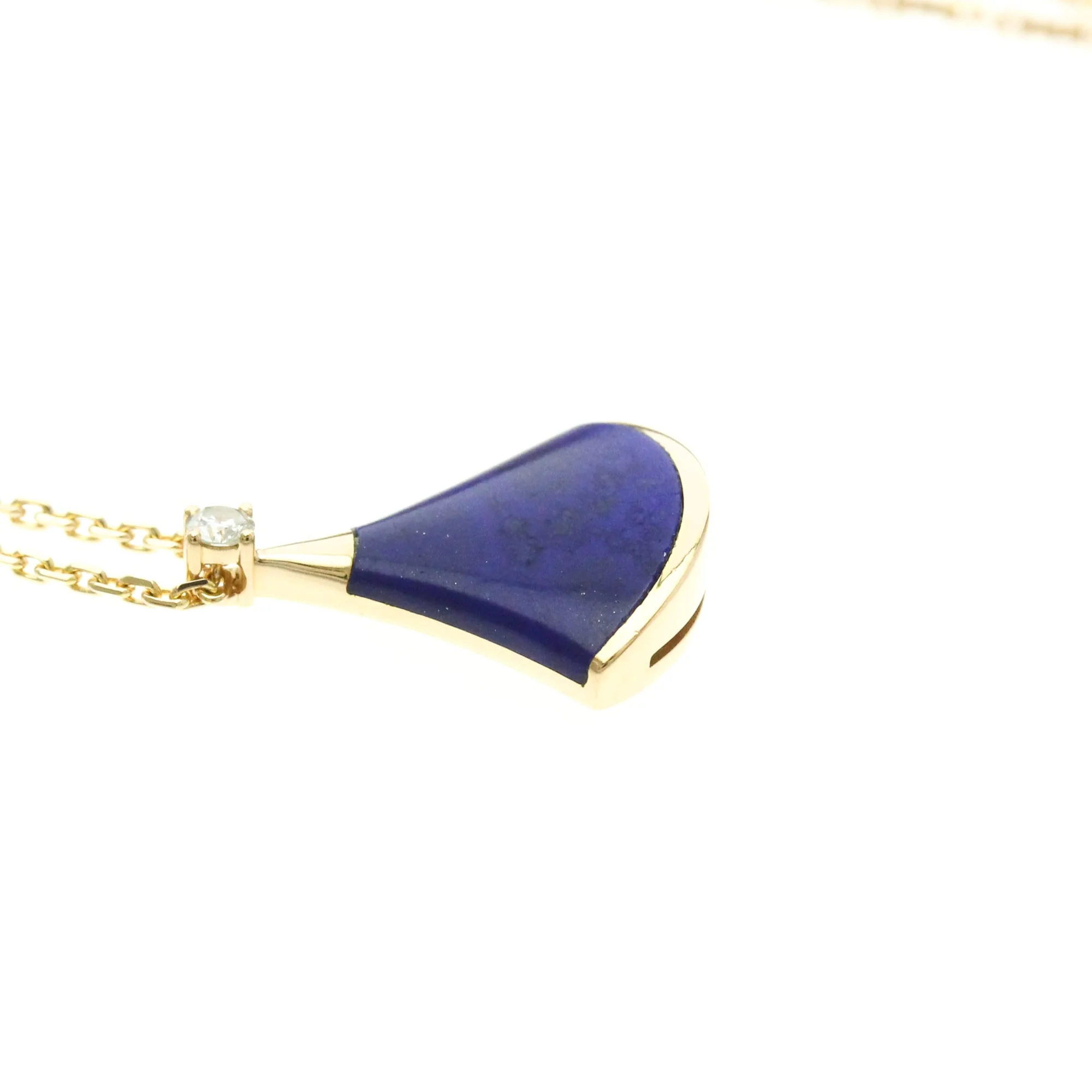 Pendant Necklace 18K Rose Gold with Diamond and Lapis Lazuli - Image 5