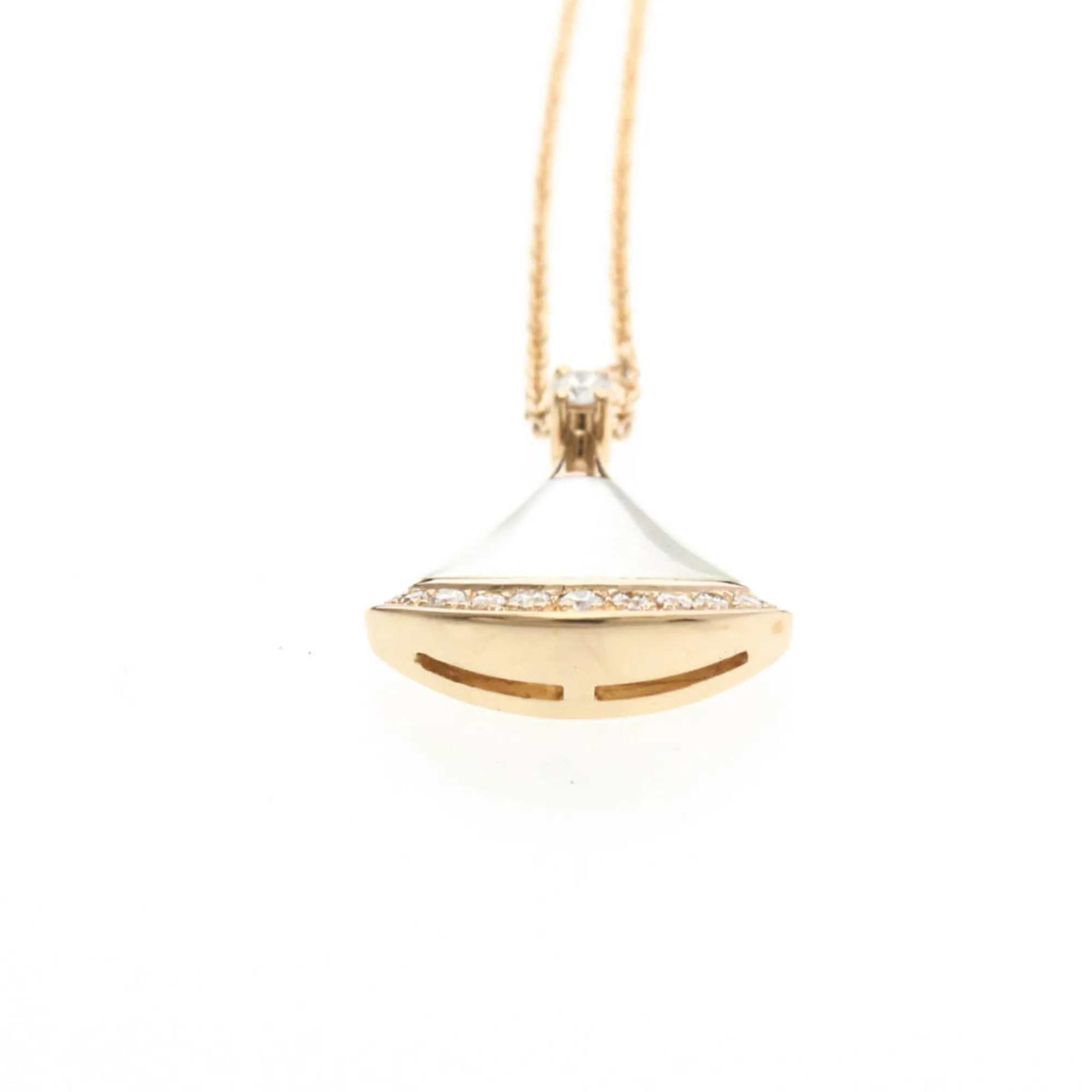 Pendant Necklace 18K Rose Gold with Diamond and Mother Of Pearl - Image 4