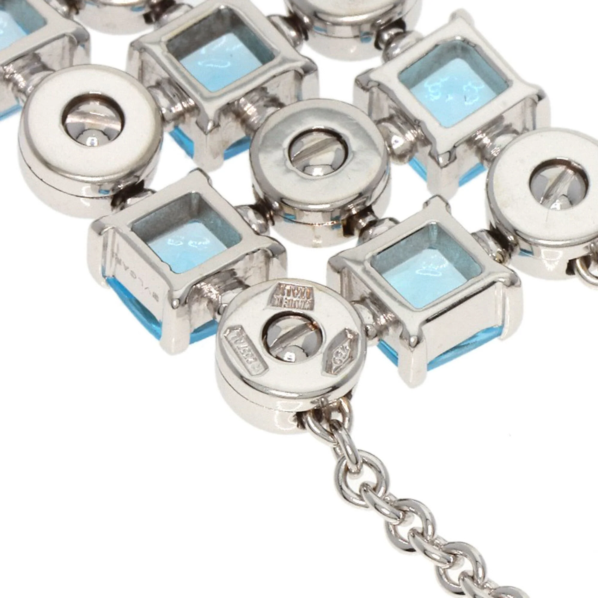 Pendant Necklace 18K White Gold With Diamond and Topaz - Image 5